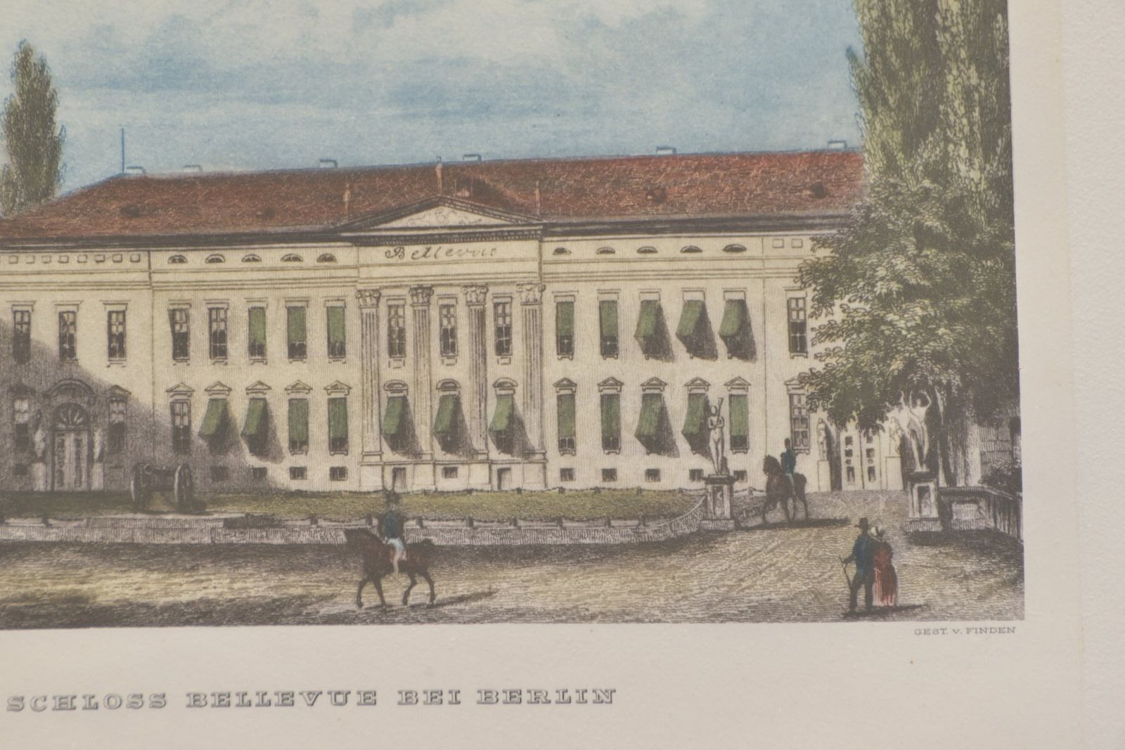 Bellevue Palace Near Berlin, Colored Steel Engraving, Circa 1855 photo Art