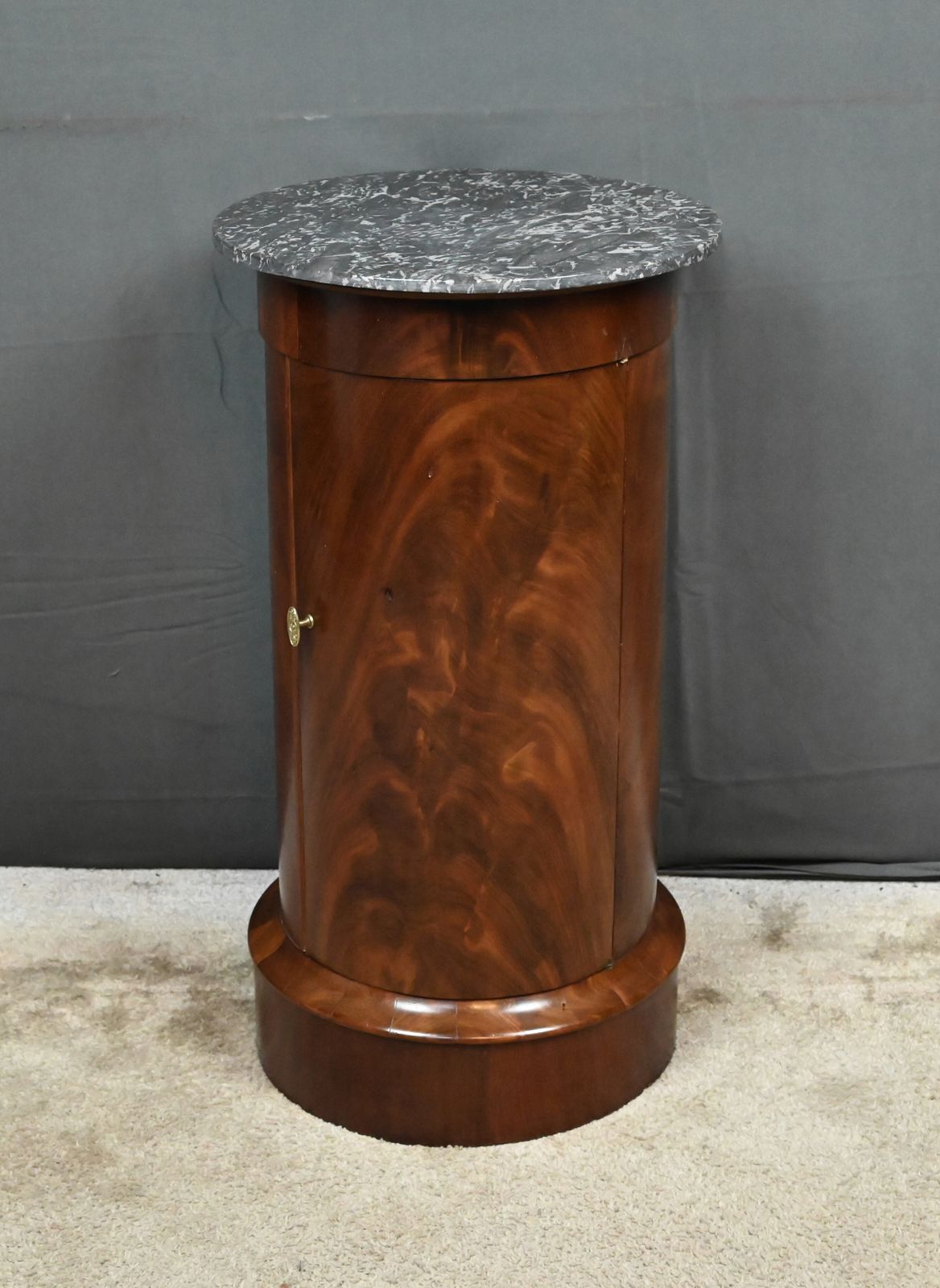 Mahogany Nightstand Bedside Table, Empire Style – Late 19th Century photo vinterior
