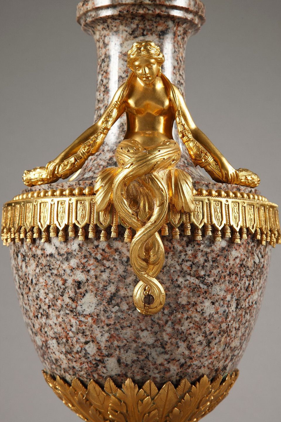 Pair Of Louis XVI Style Vases, In Ural Granite And Gilt Bronze photo buy