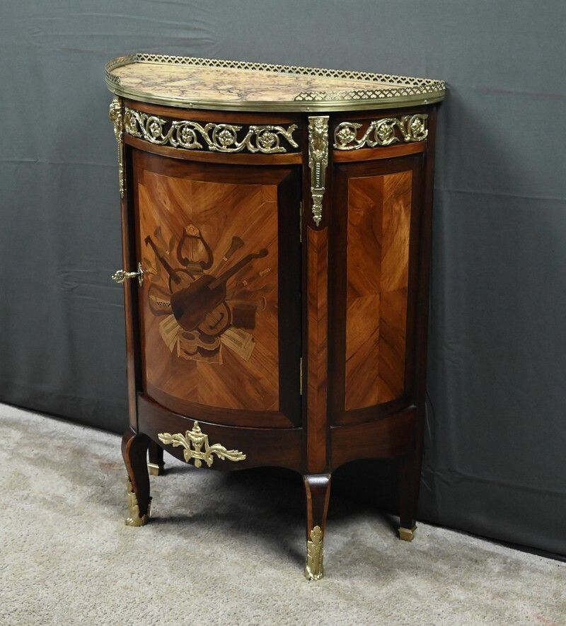 Small Louis XVI Style Marquetry Parlor Cabinet – Mid 19th Century photo for sale