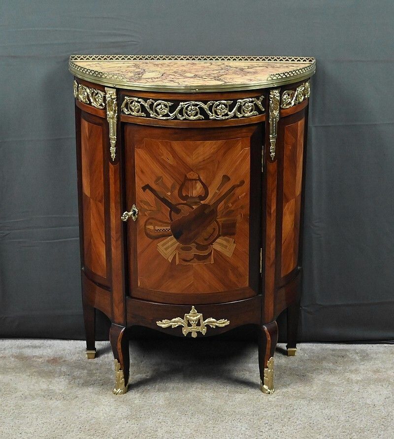 Small Louis XVI Style Marquetry Parlor Cabinet – Mid 19th Century photo vinterior