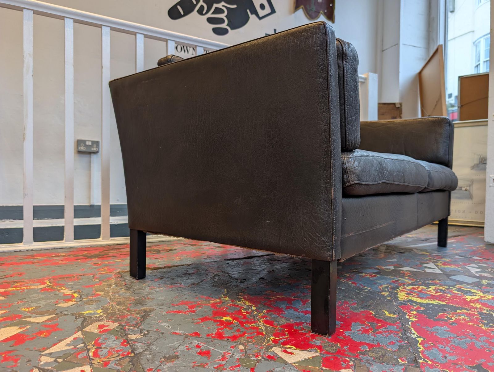 1970s Mid Century Danish Leather Two Seater Sofa. photo vinterior
