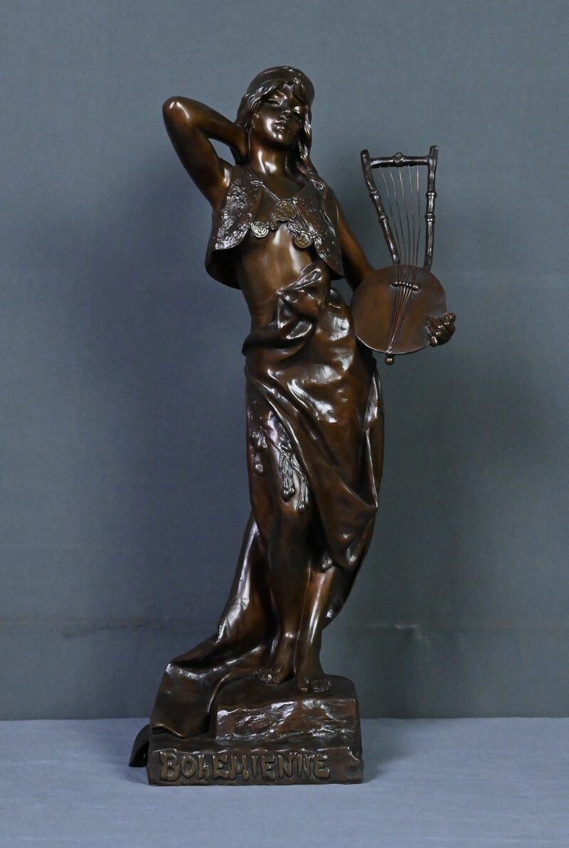 photo buy Bronze "Bohemian Woman" Signed E. Villanis – Late 19th Century