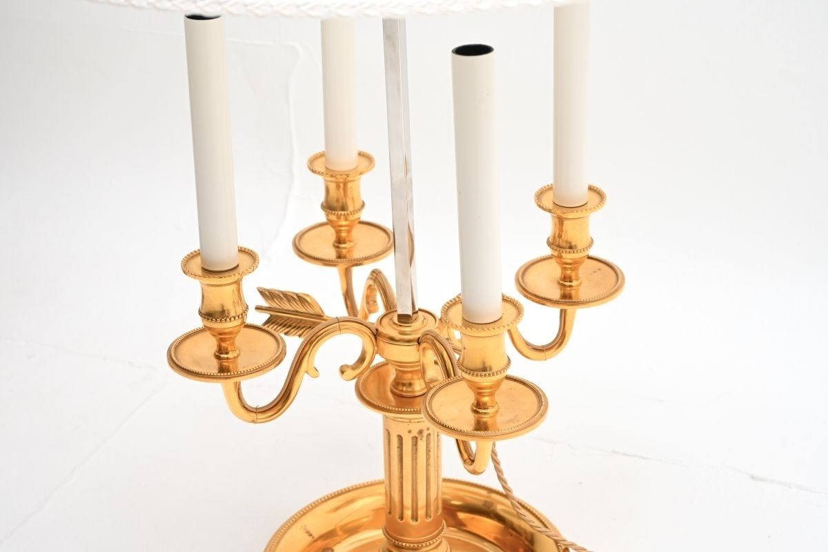 Pair Of Antique French Brass Bouillotte Table Lamps photo vintage