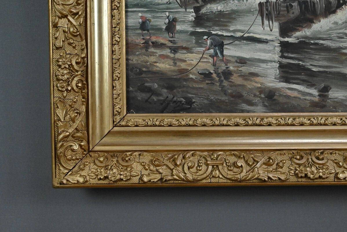 photo for sale Painting "Fishing Memories" Signed L. Henry – Late 19th Century
