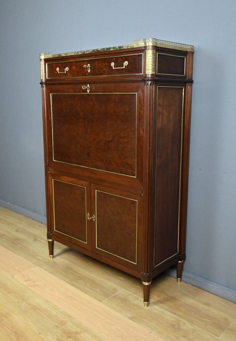 Furniture Mahogany Secretary Desk, Louis XVI Period – Late 18th Century photo