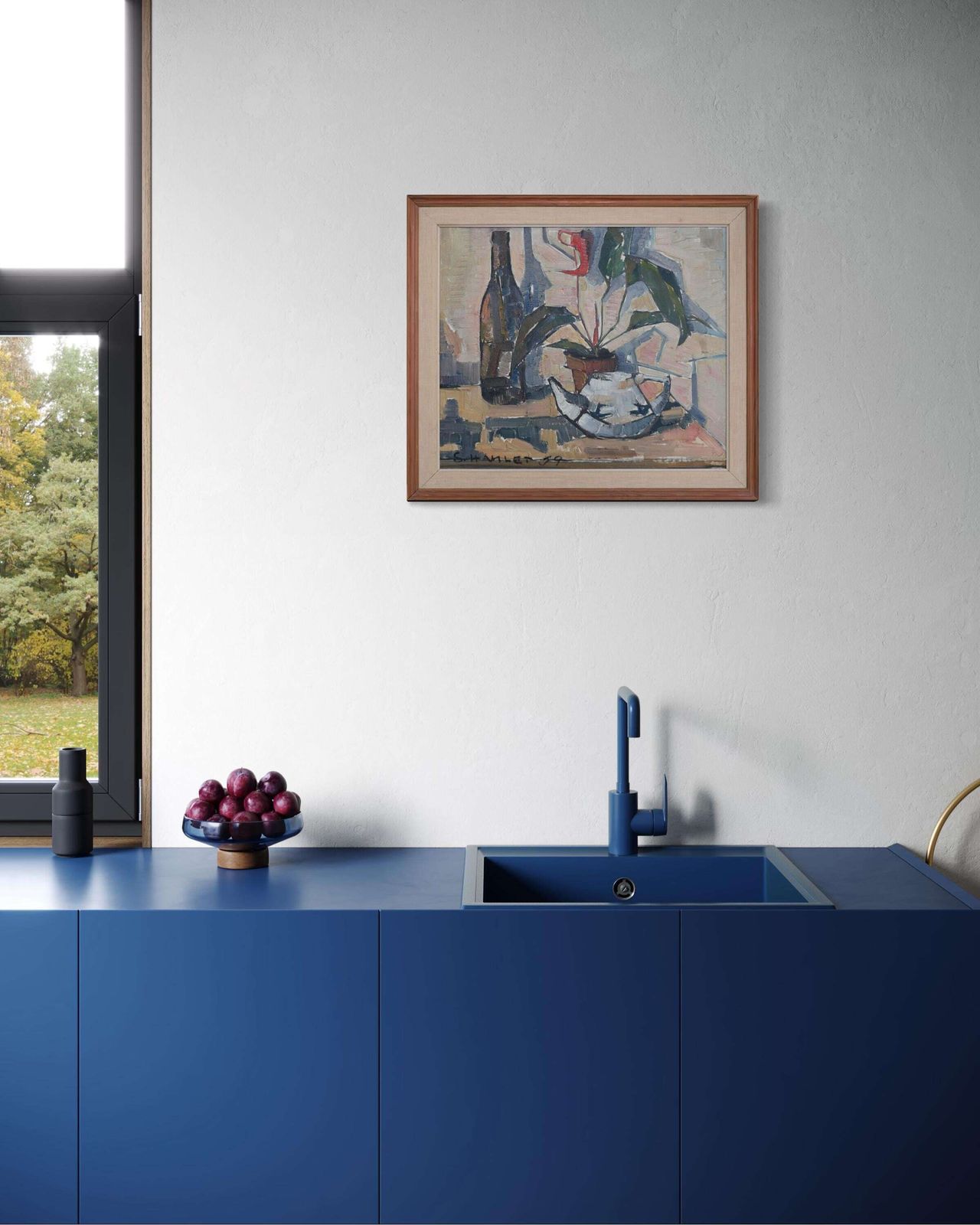 Art Still Life Oil Painting With Plant | Sven Olof Hamlet | 1959 photo