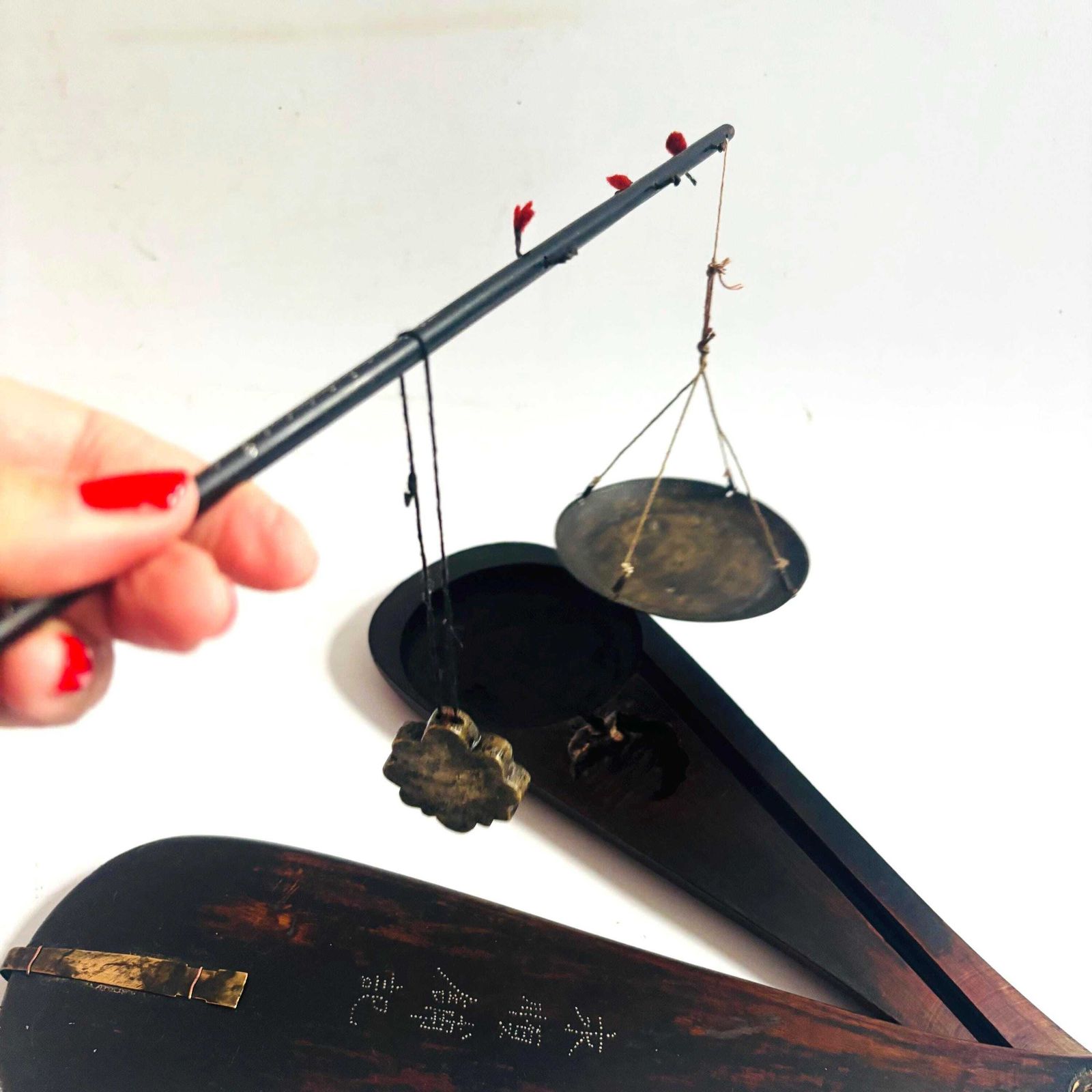 Antique Asian Qing Dynasty Opium Scales Rosewood Brass Metal Measure Prop:Untested photo 260.0