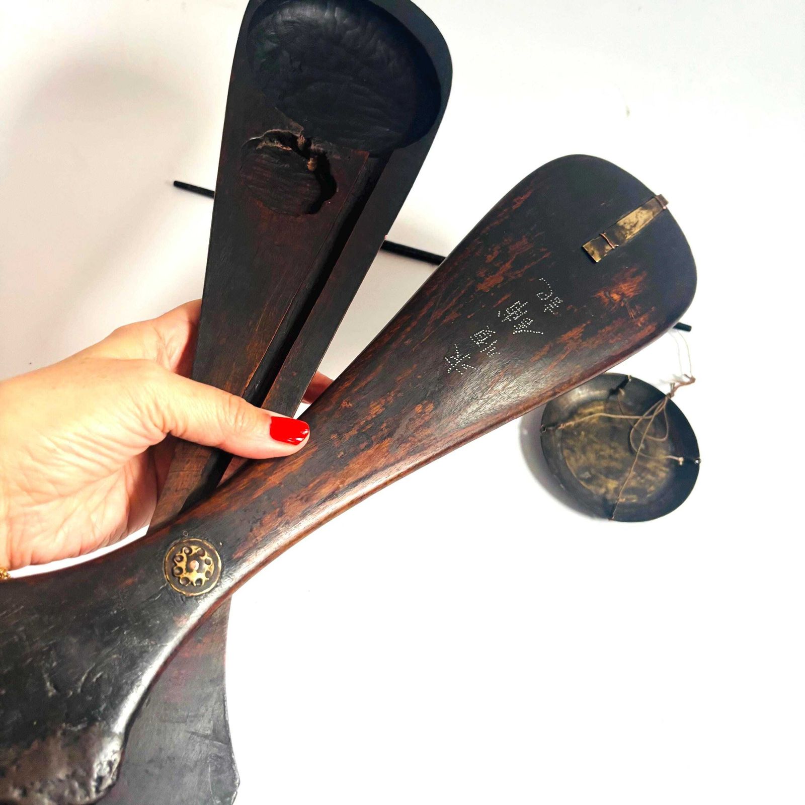 Home Decor Antique Asian Qing Dynasty Opium Scales Rosewood Brass Metal Measure Prop:Untested photo