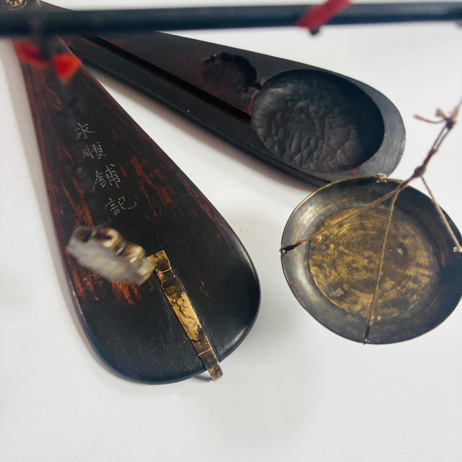 photo vinterior Antique Asian Qing Dynasty Opium Scales Rosewood Brass Metal Measure Prop:Untested
