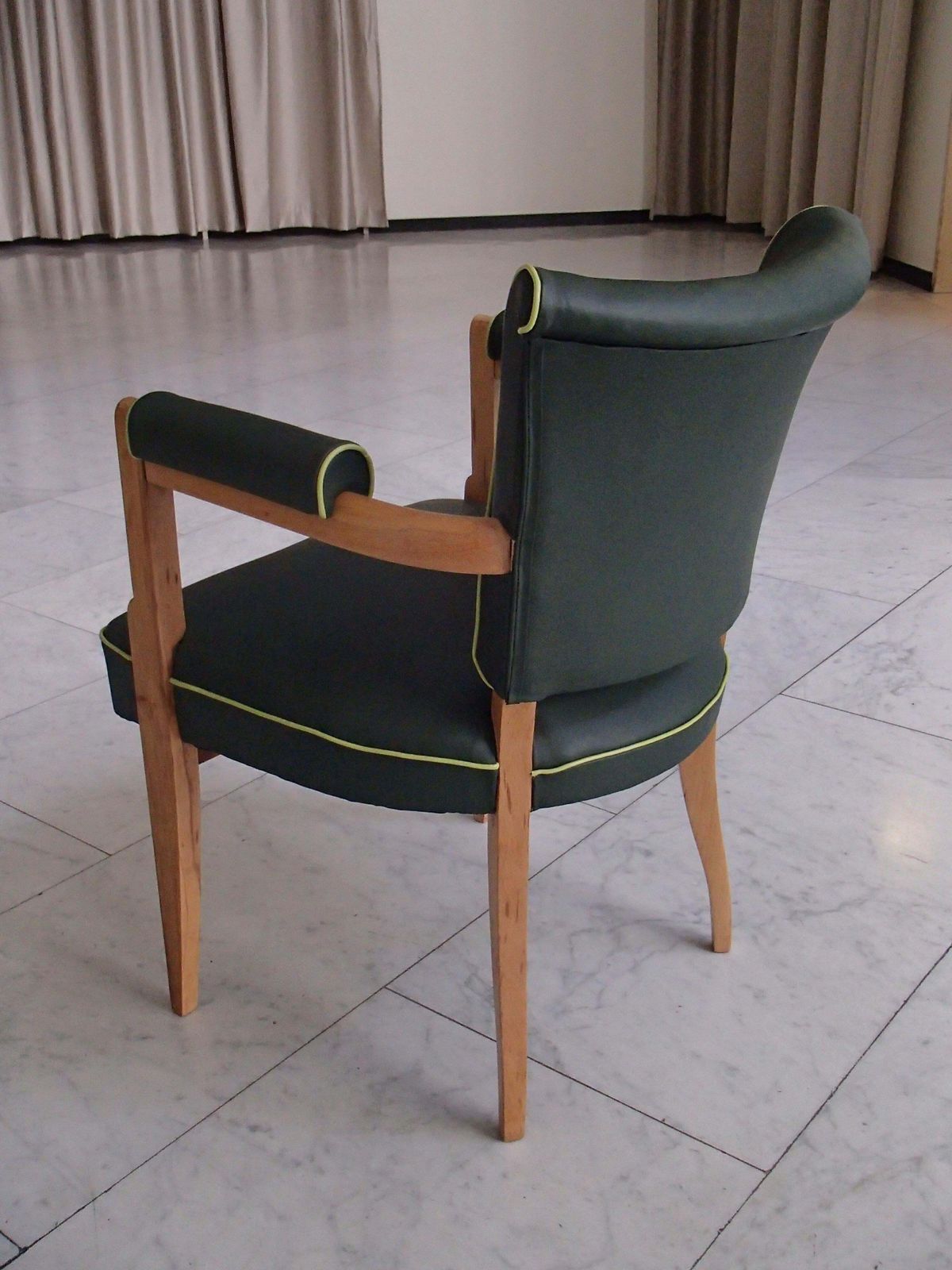Green Leather Desk Chair In Art Deco Style With Light Green Upholstery photo Furniture