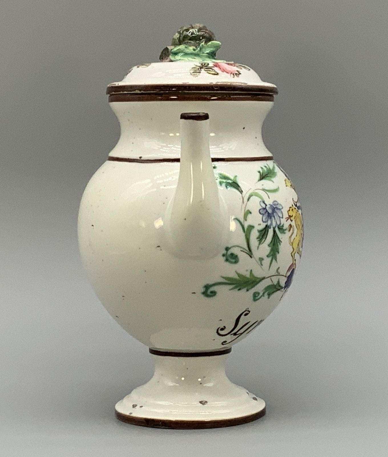 Italian Pharmacy Wet Drug Jug & Cover 18th Century Tin Glaze Polychrome Syr Alth photo vinterior