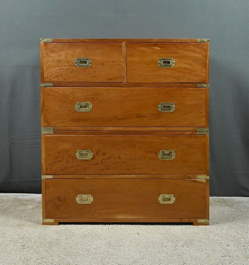Solid Mahogany Marine Chest Of Drawers, India – 20th Century photo vintage