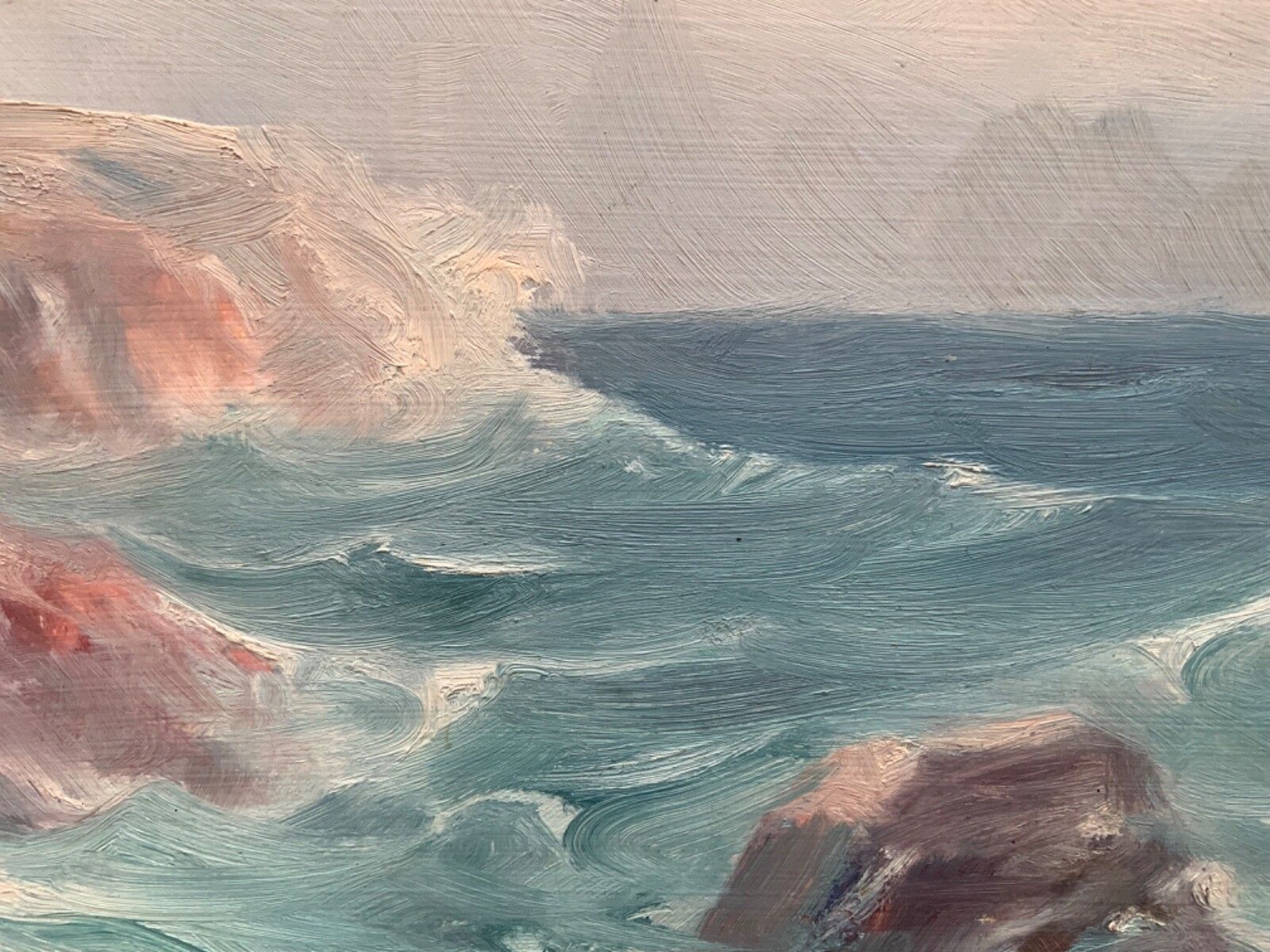 photo vintage Vintage Marine Seascape Oil On Cardboard, Signed By Karl Gustav Holmberg 1960s