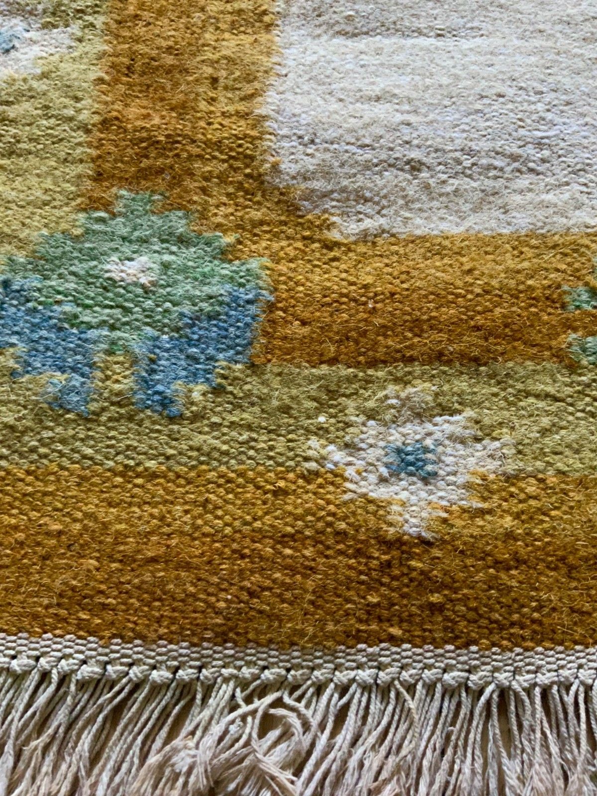 Swedish Wool Rug Flat Weave Kilim Rölakan Signed Ae 1960s photo furniture