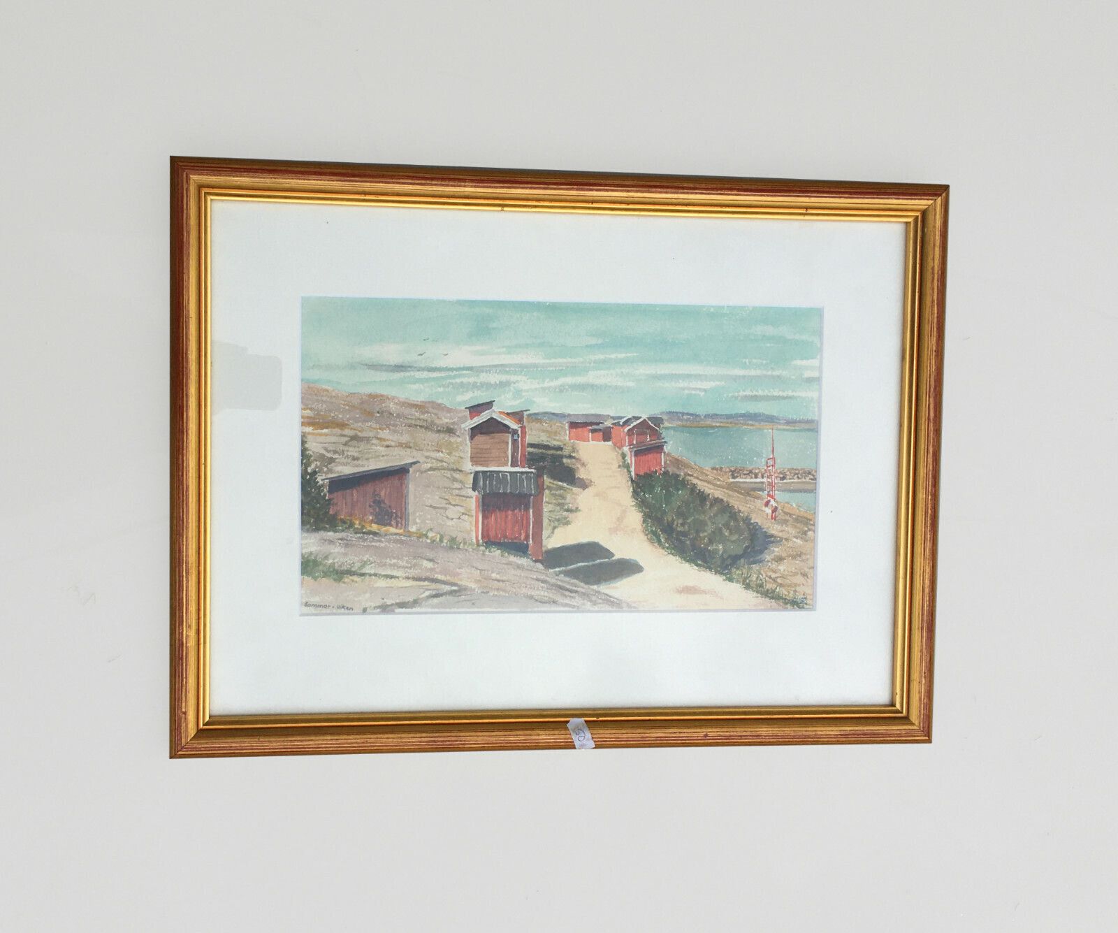 Original Watercolour On Paper Seacoast Painting Signe By Hans Olof Werner 1980's photo furniture