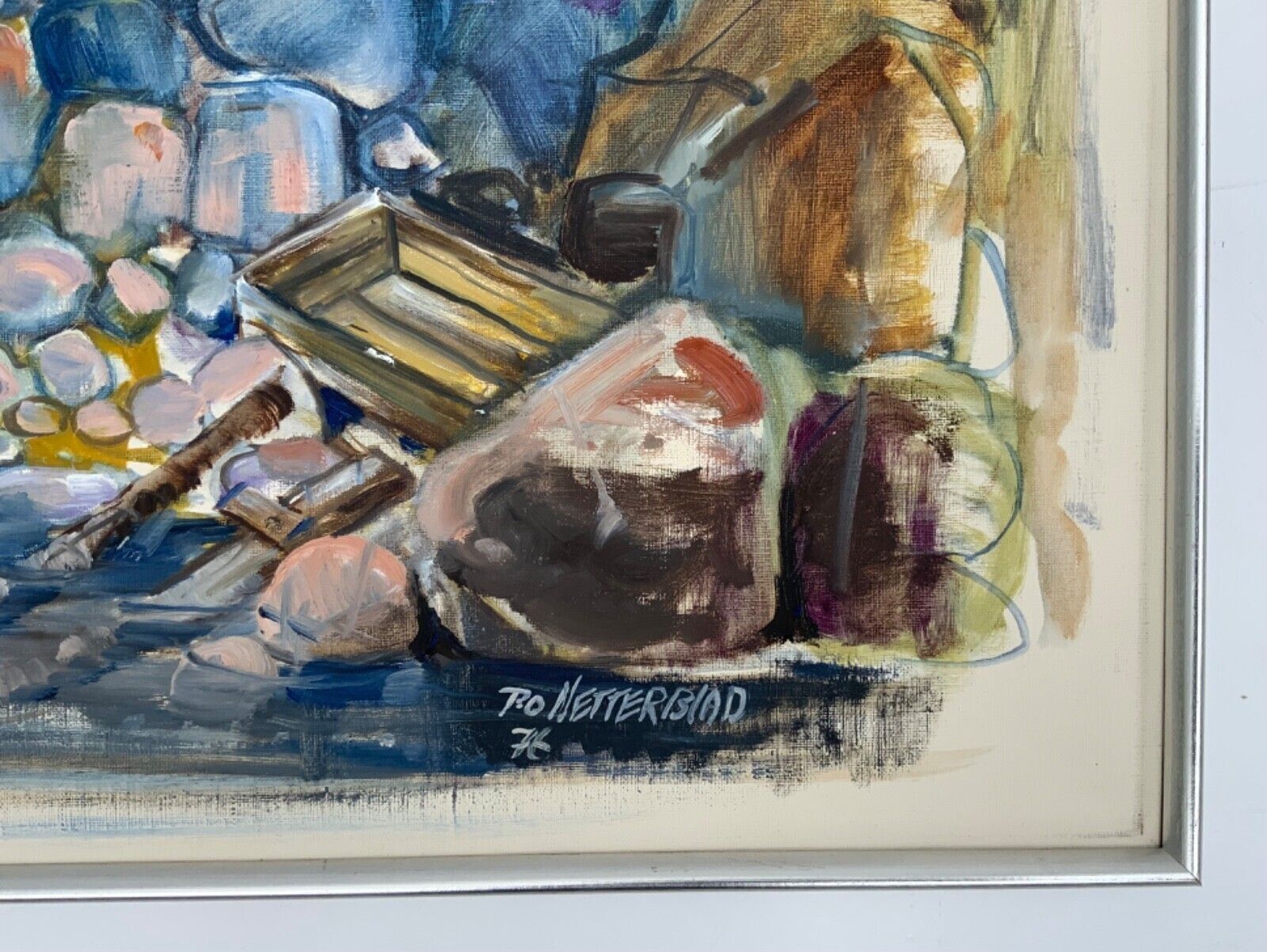 Large Abstractionism Landscape Oil Painting Signed Per Olof Netterblad, 1976 photo 451.0