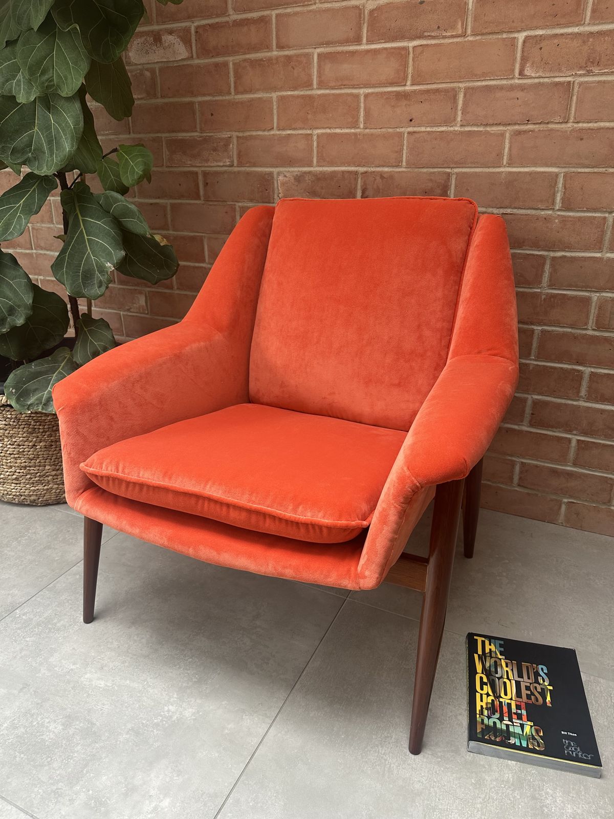 1495.0 Mid Century Parker Knoll "New Menton" Model Pk940 Teak Armchair, Orange Velvet Upholstery photo