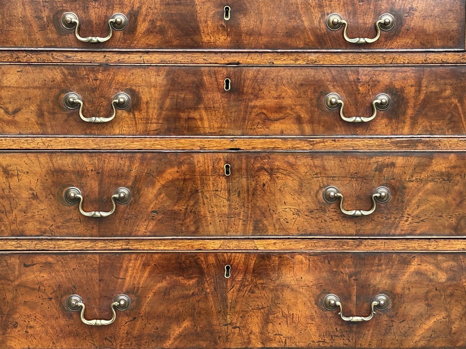 Untouched 18th Century George III Period Figured Mahogany Bureau photo buy