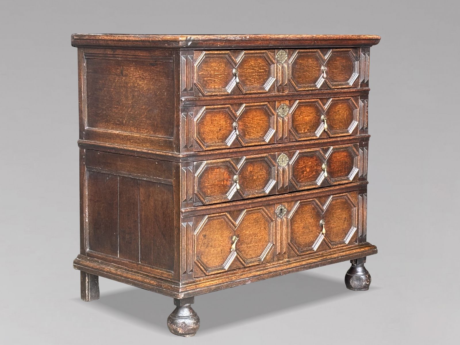 17th Century Charles II Period Jacobean Oak Geometric Chest Of Drawers photo furniture