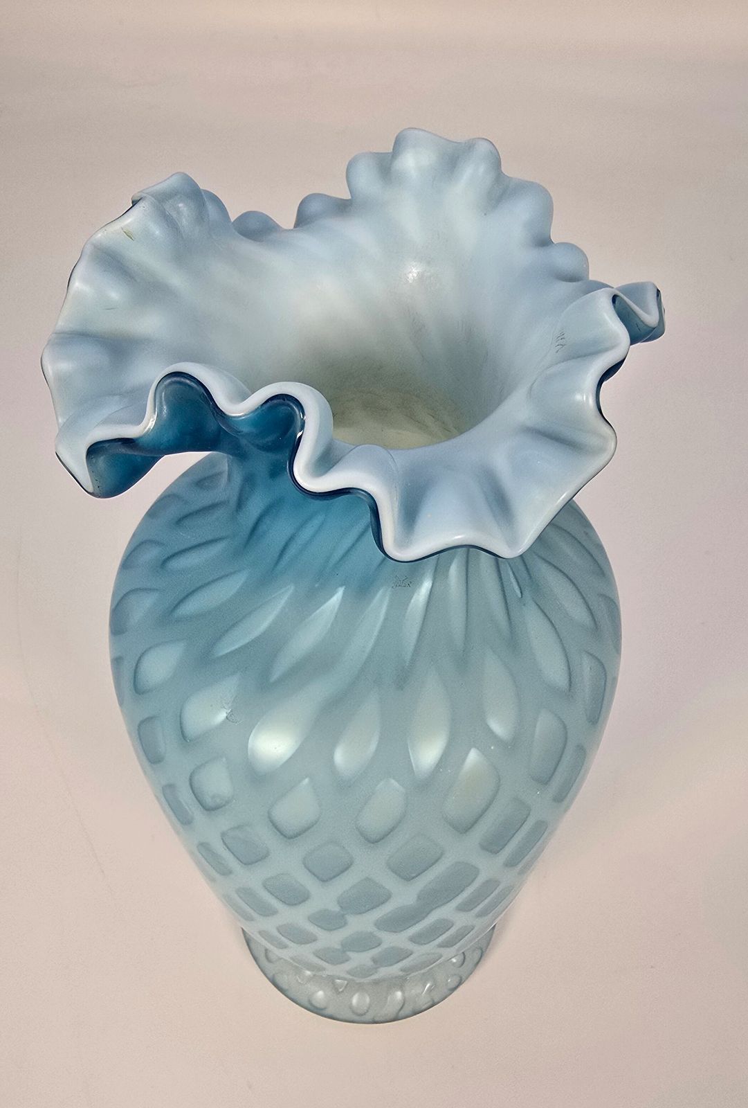 Antique Blue Satin Glass Vase Circa 1880 26cm Tall photo buy