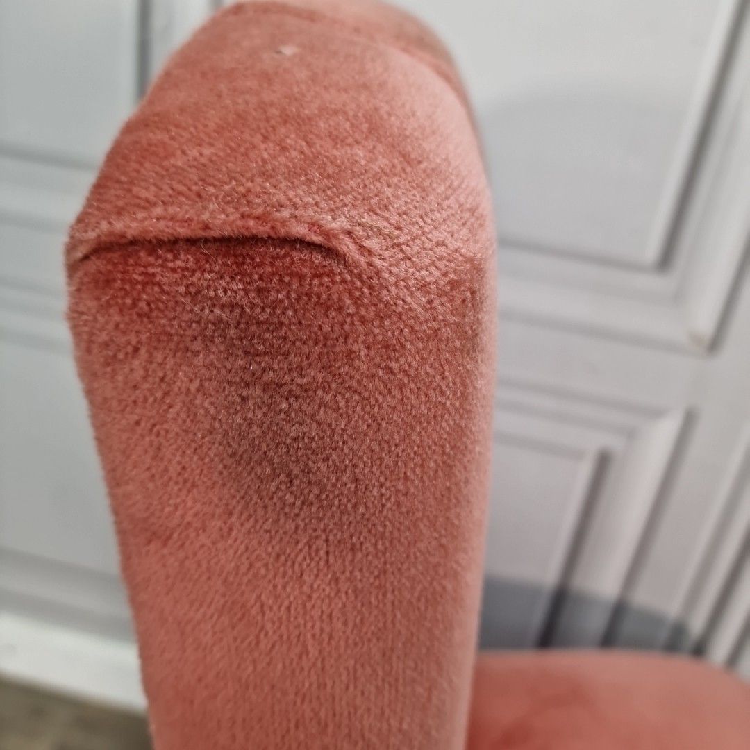 Furniture Vintage Cocktail Dressing Chair – Pink Velvet Upholstery – Retro Mid Century photo