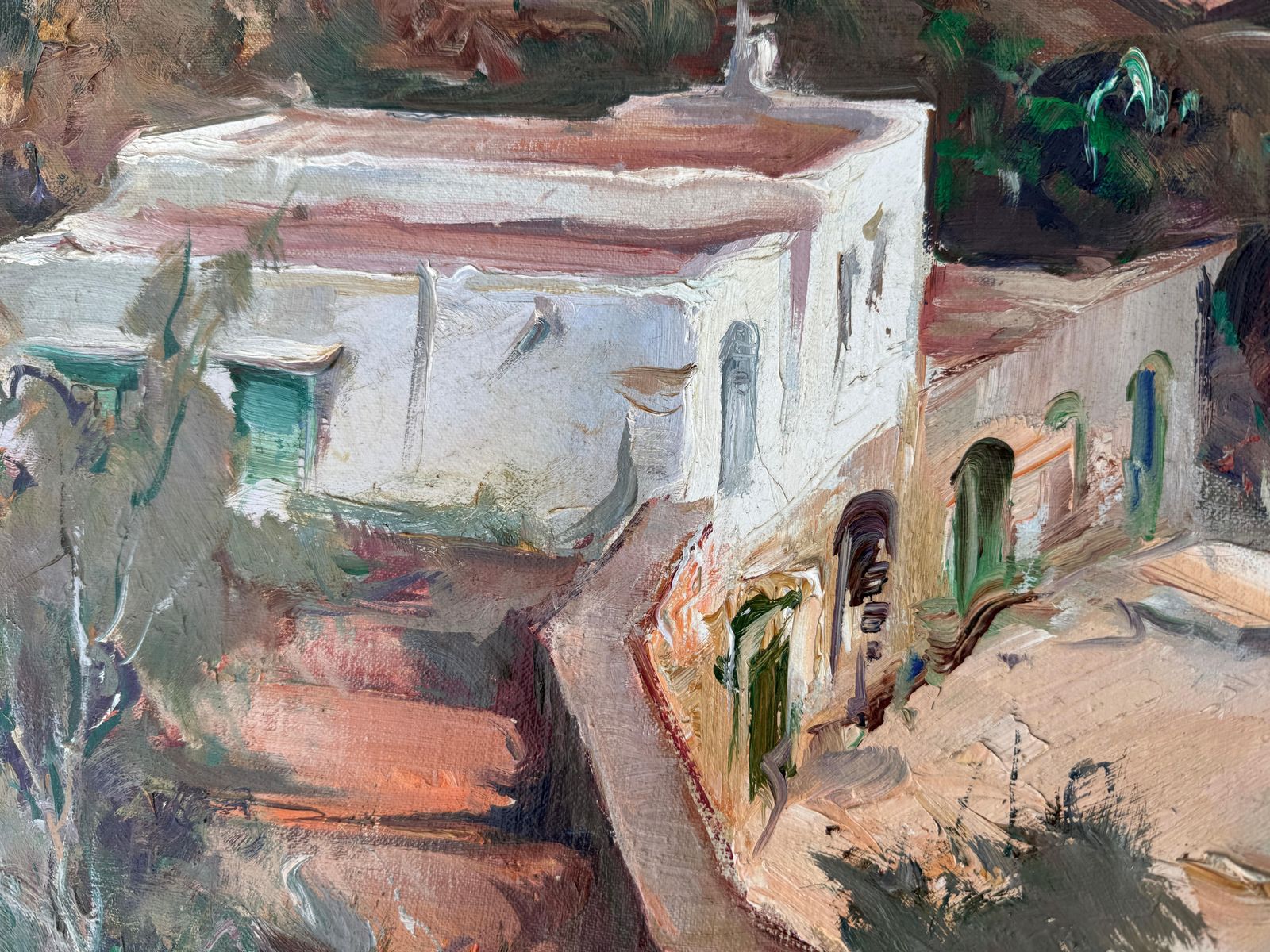 Josep Sarquella Escobet Panoramic View Of Cadaqués Costa Brava Spain Oil On Canvas Painting 1988 photo vinterior