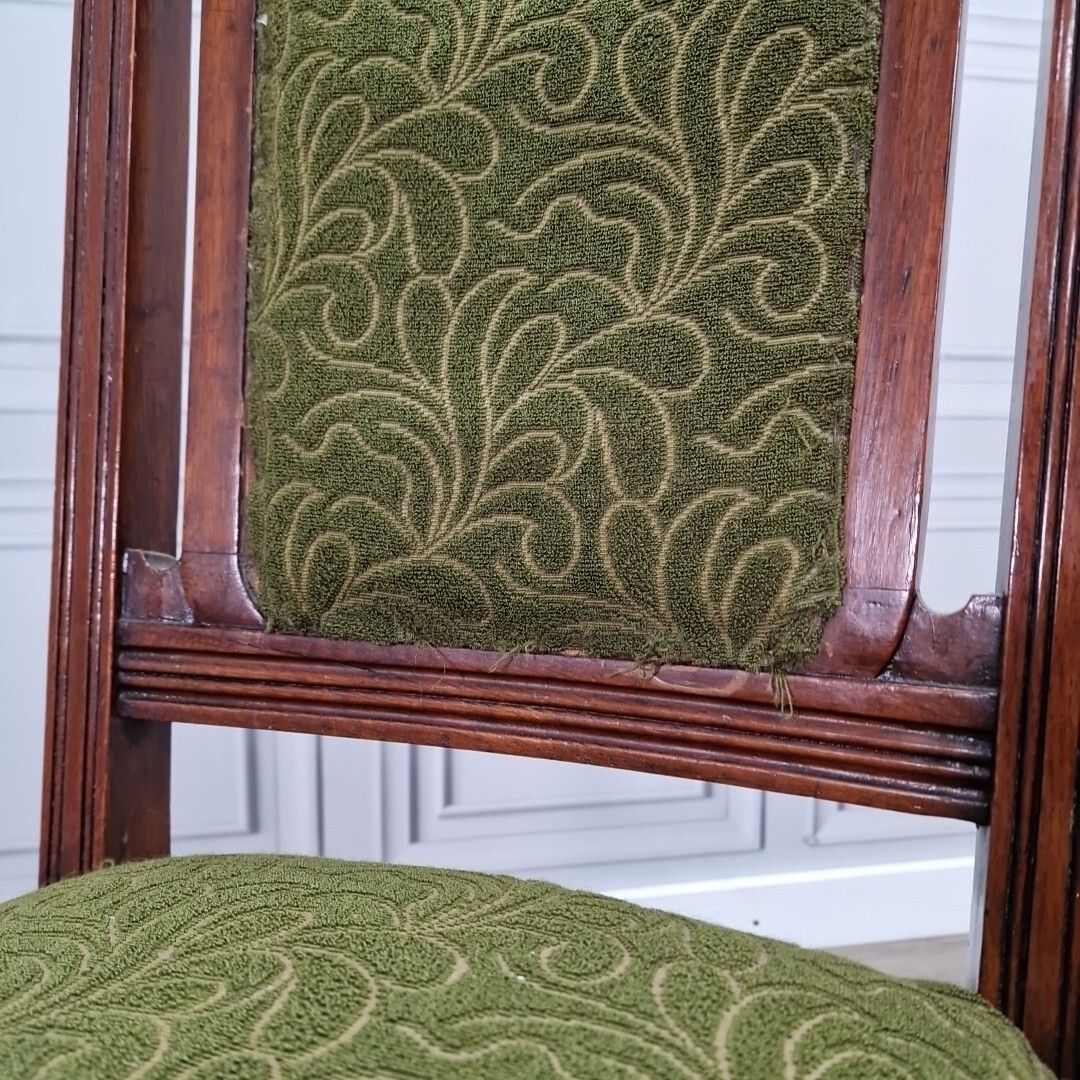 photo for sale Antique Decorative Chair  Carved & Turned Victorian Bedroom Dining Upholstered