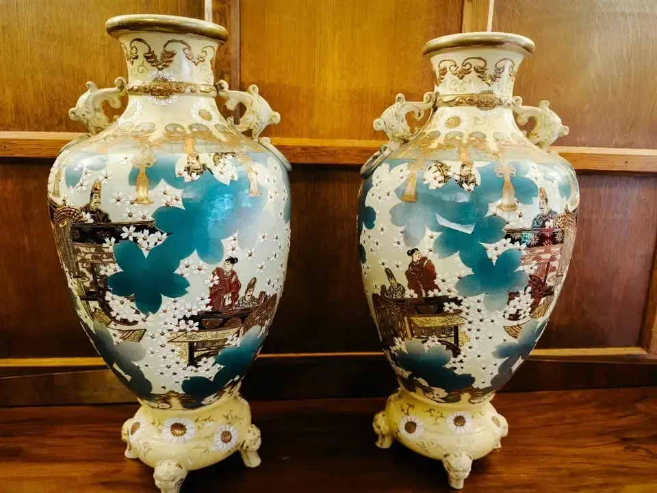 photo for sale A Pair Of Exceptionally Large Japanese Mirror Vases