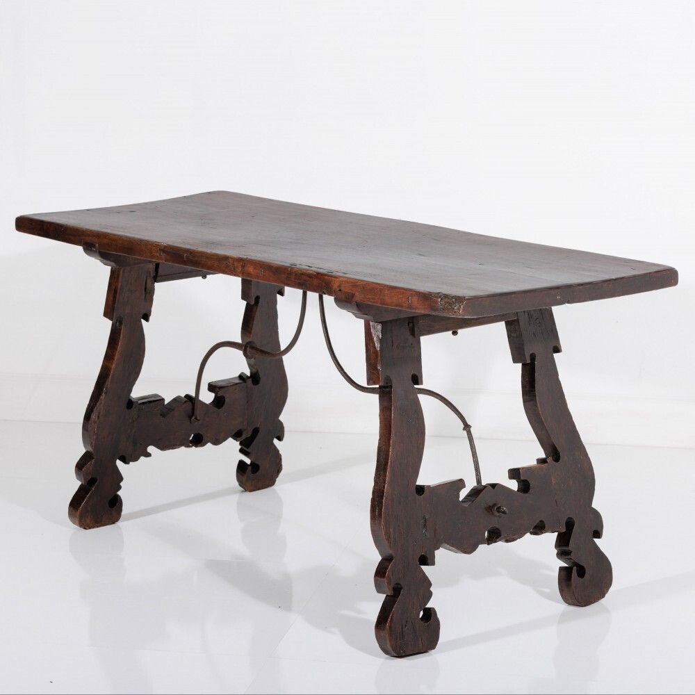 Spanish Single Plank Walnut Trestle Table