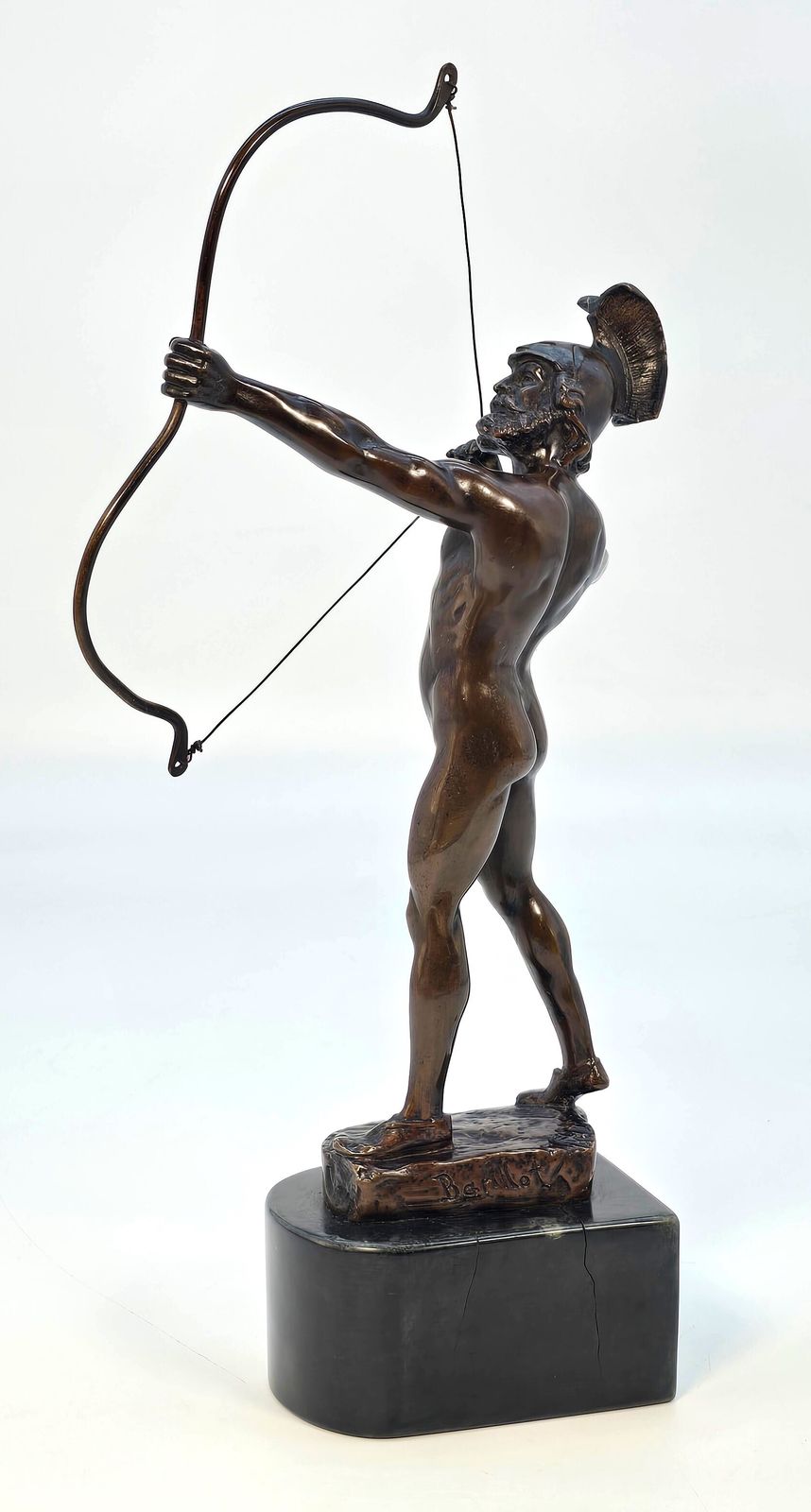 Antique French Bronze Figure Of A Greek Archer By Eugene Barillot Circa 1870 photo Home Decor