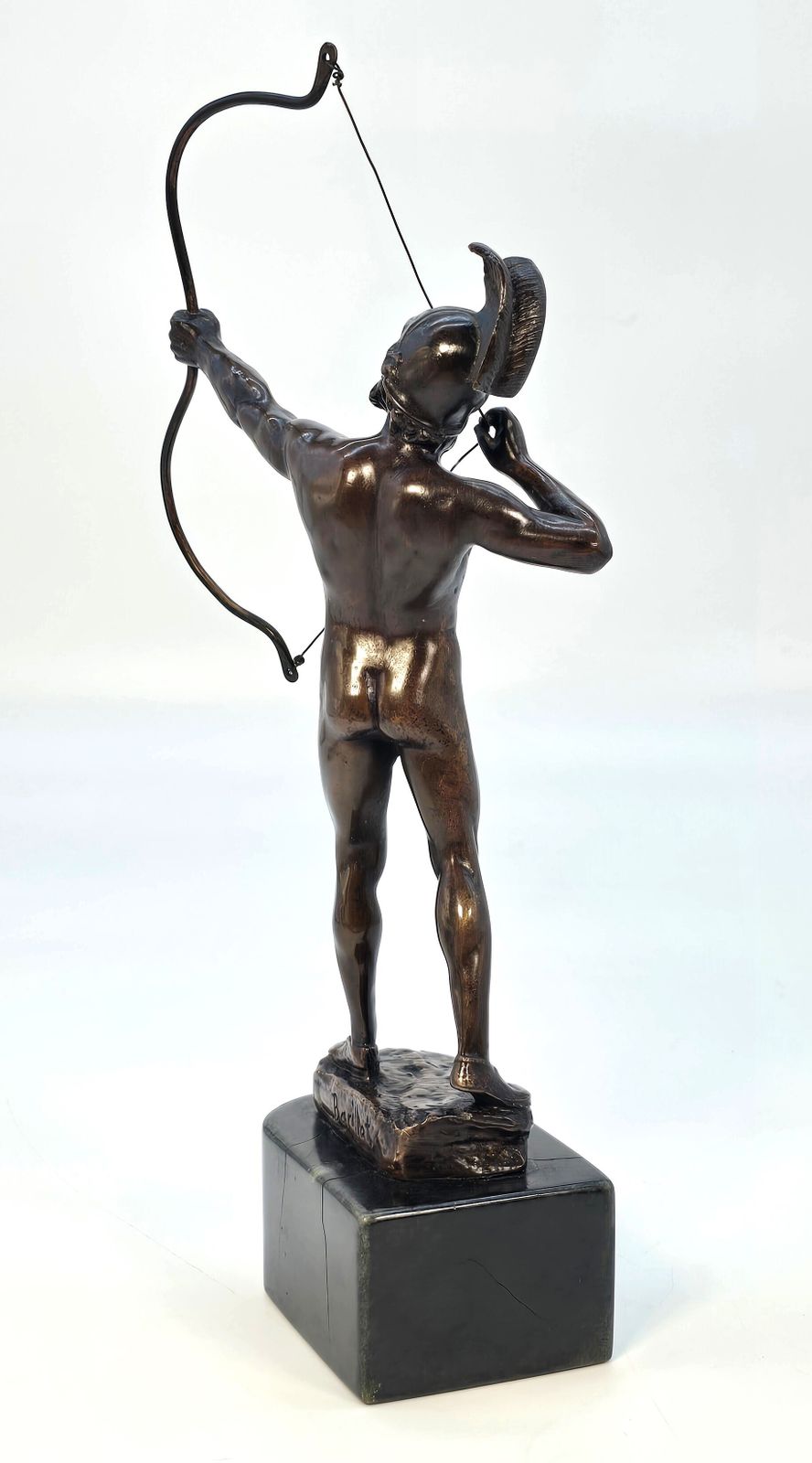 Antique French Bronze Figure Of A Greek Archer By Eugene Barillot Circa 1870 photo vinterior