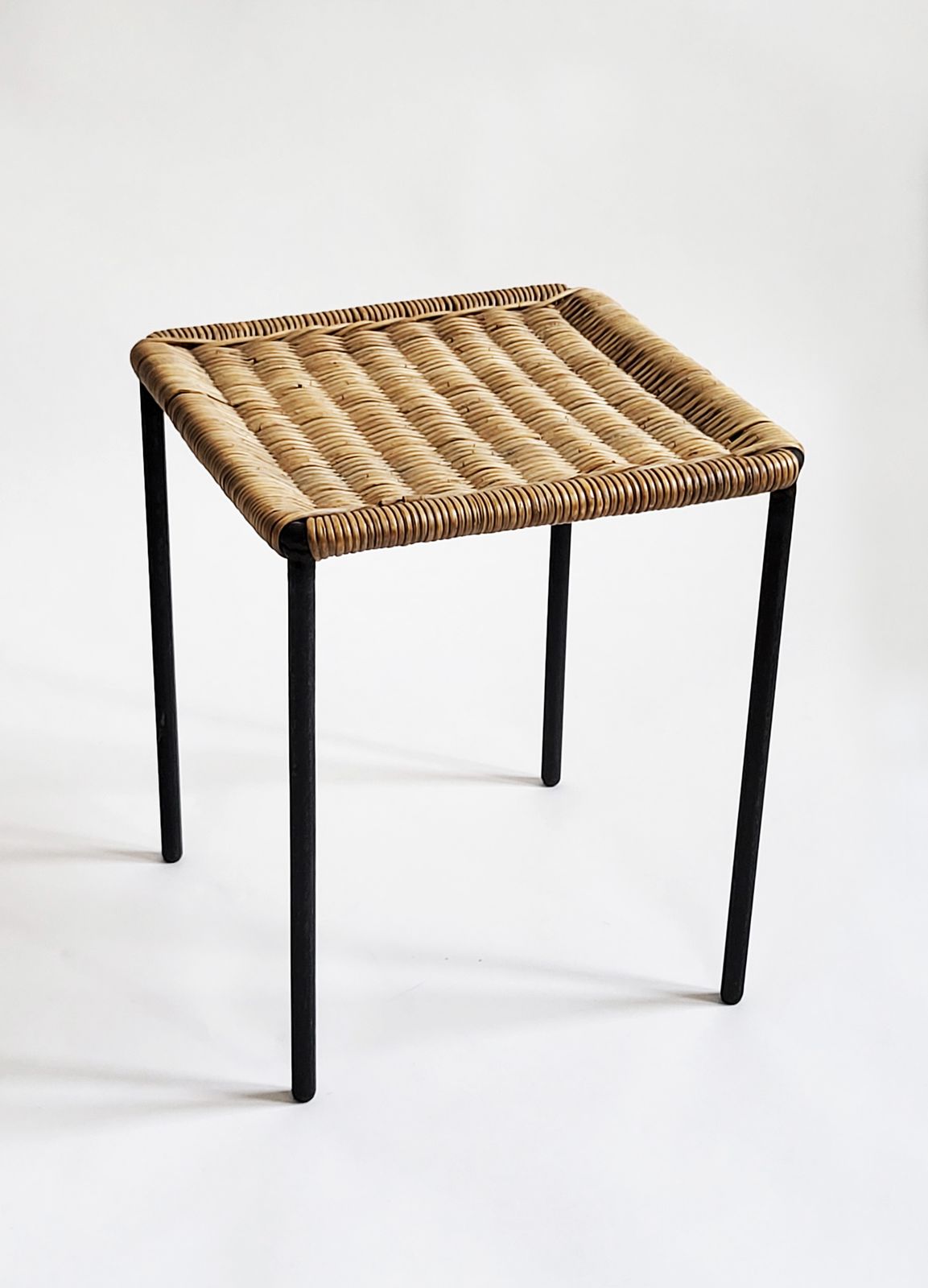 Mid Century Modern Forged Iron & Rattan Side Table By Carl Auböck, 1950s photo buy