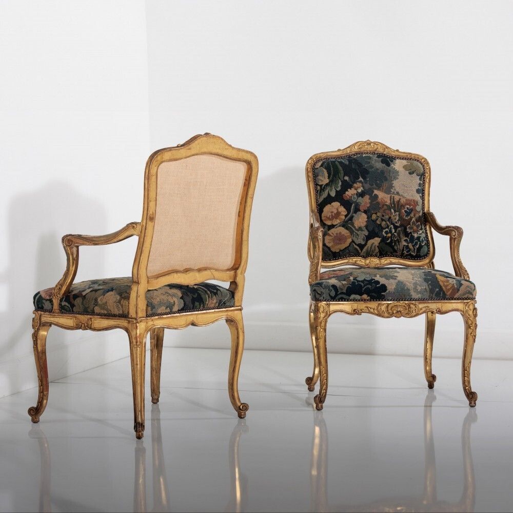 Pair Of Late 19th Century English Bertram & Sons Giltwood Salon Armchairs photo furniture