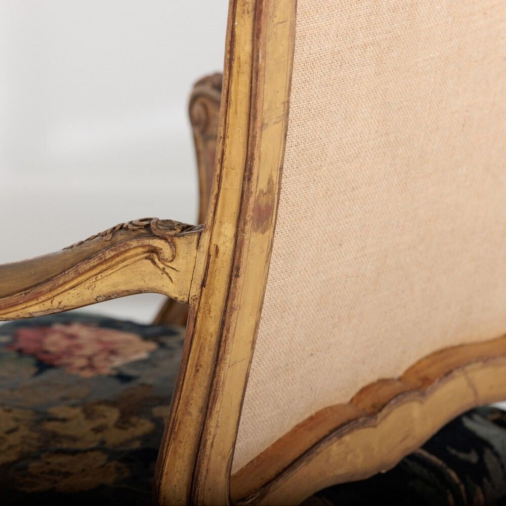 Furniture Pair Of Late 19th Century English Bertram & Sons Giltwood Salon Armchairs photo