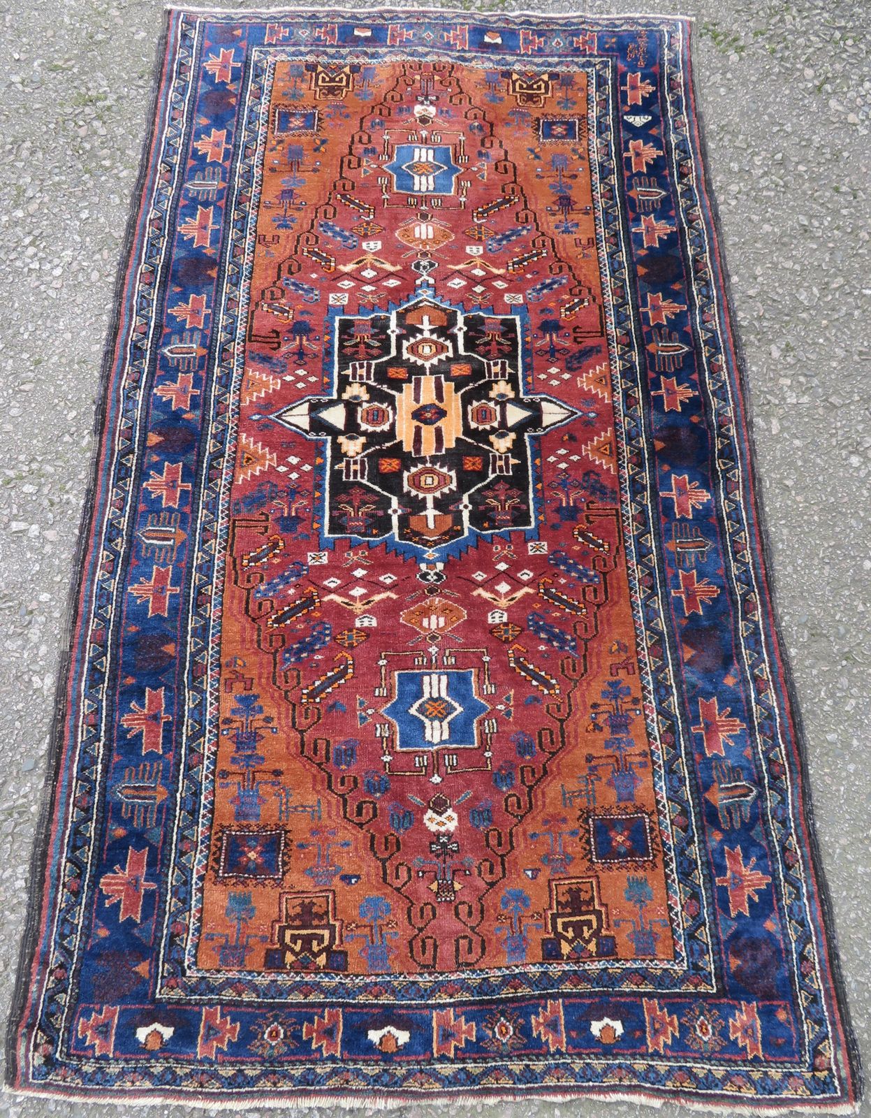Unusual Antique Baluch Rug. 181cm X 104cm.