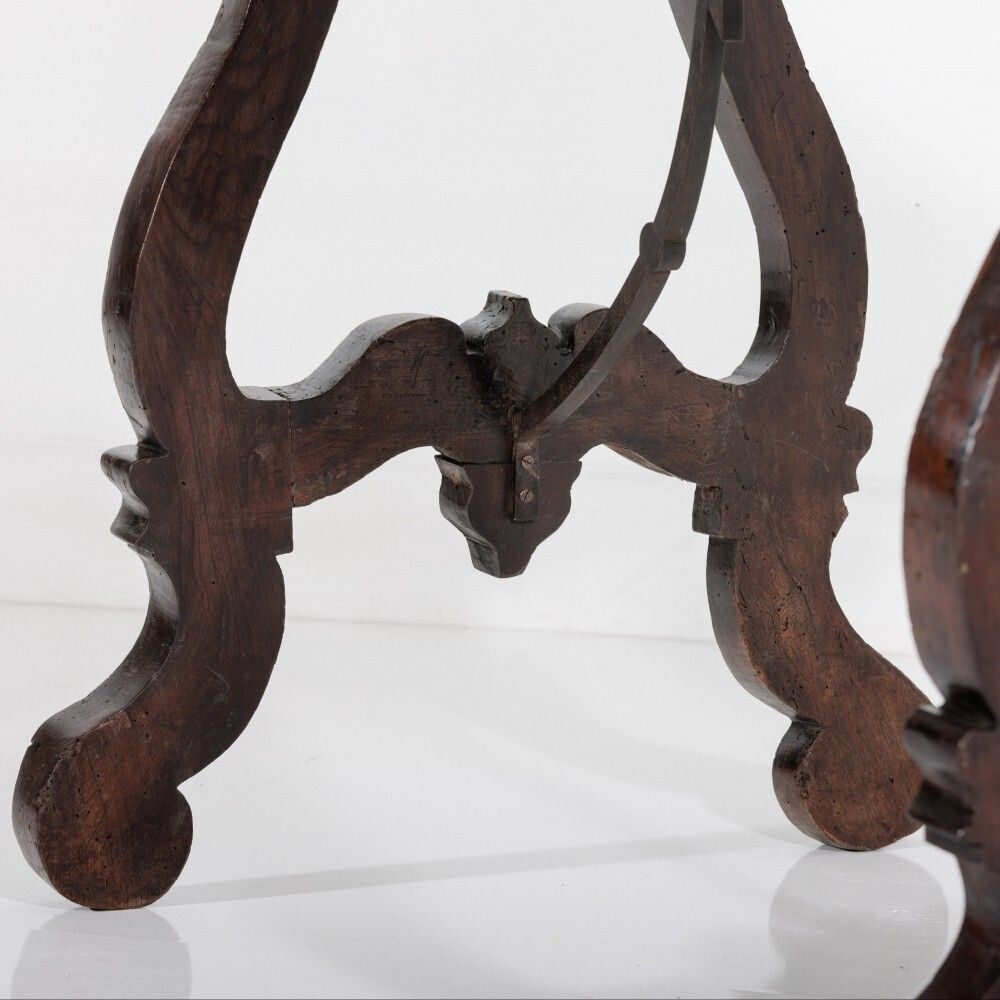 photo for sale Italian Single Plank Walnut Trestle Table