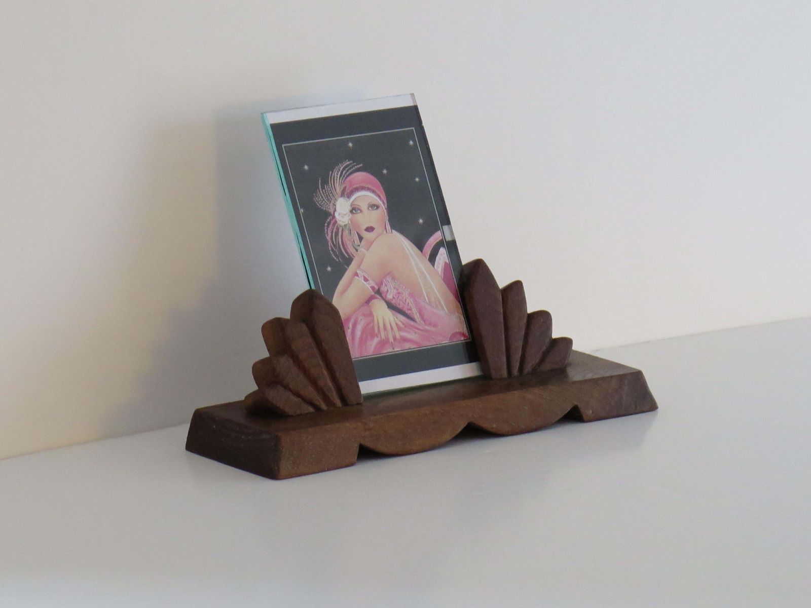 Art Deco Photo Frame, Handmade Oak With Fan Design, Circa 1925, 3.5x5.5" photo furniture