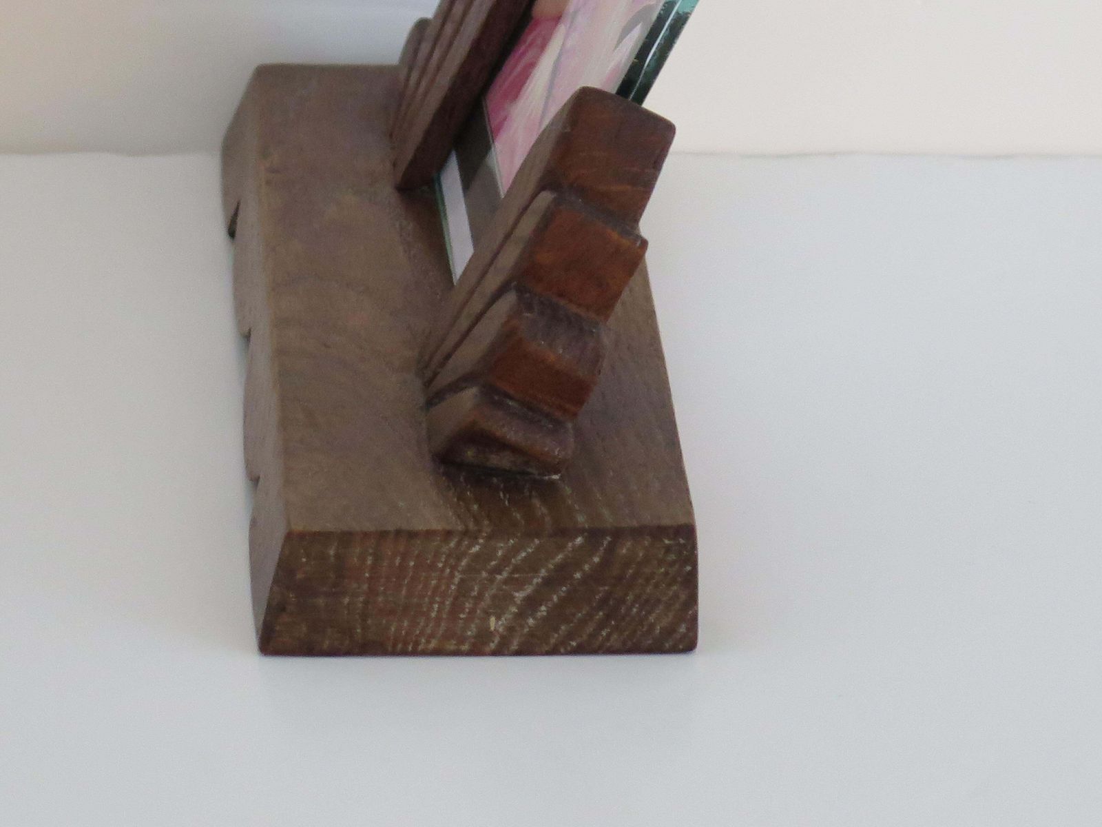 Home Decor Art Deco Photo Frame, Handmade Oak With Fan Design, Circa 1925, 3.5x5.5" photo