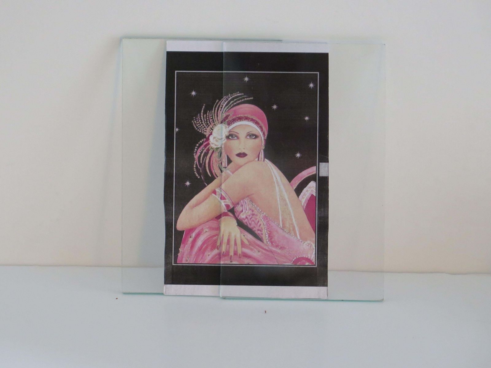 photo vinterior Art Deco Photo Frame, Handmade Oak With Fan Design, Circa 1925, 3.5x5.5"