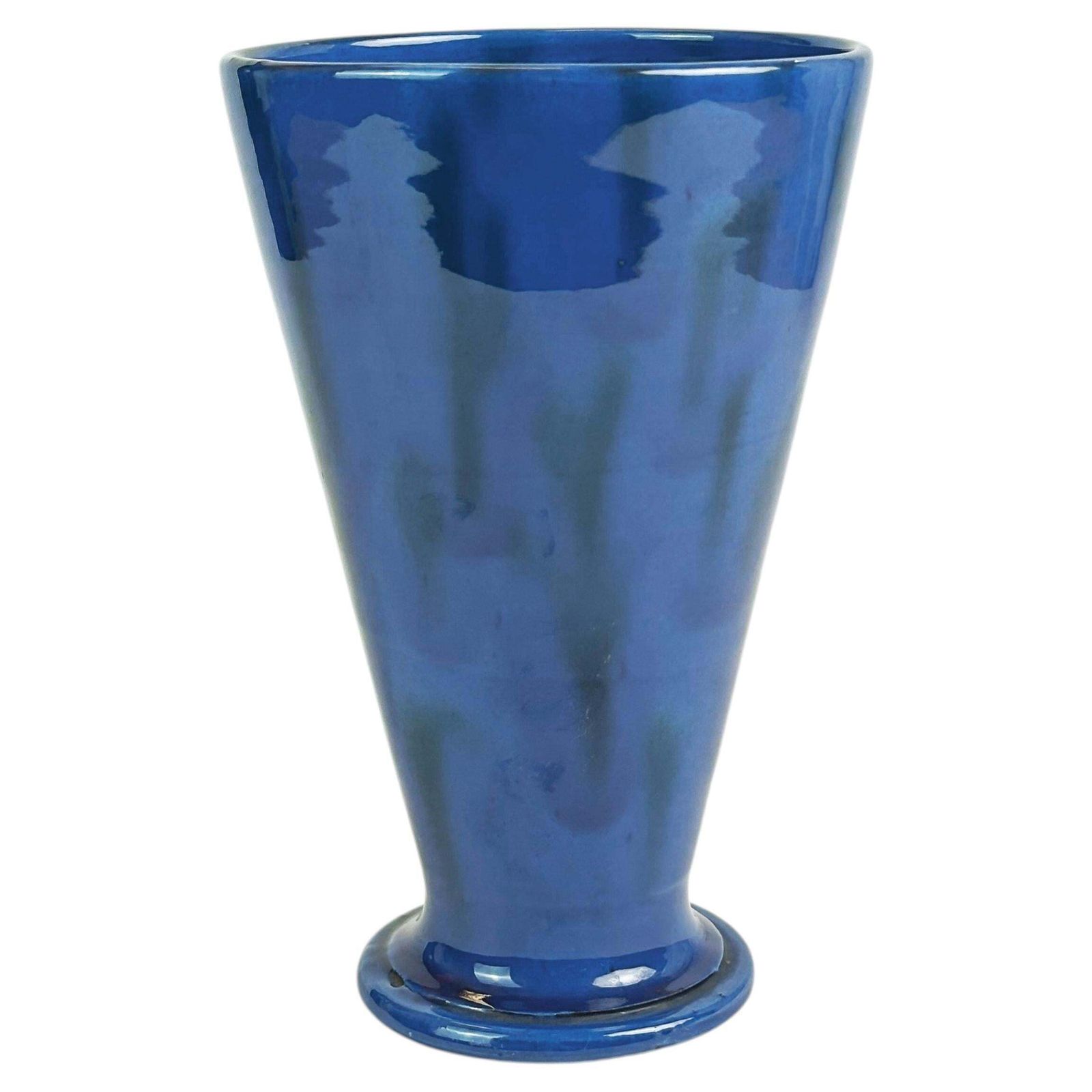 Arts And Crafts Cobalt Blue Stoneware Vase By Charles Brannam, Barnstaple, Circa 1910