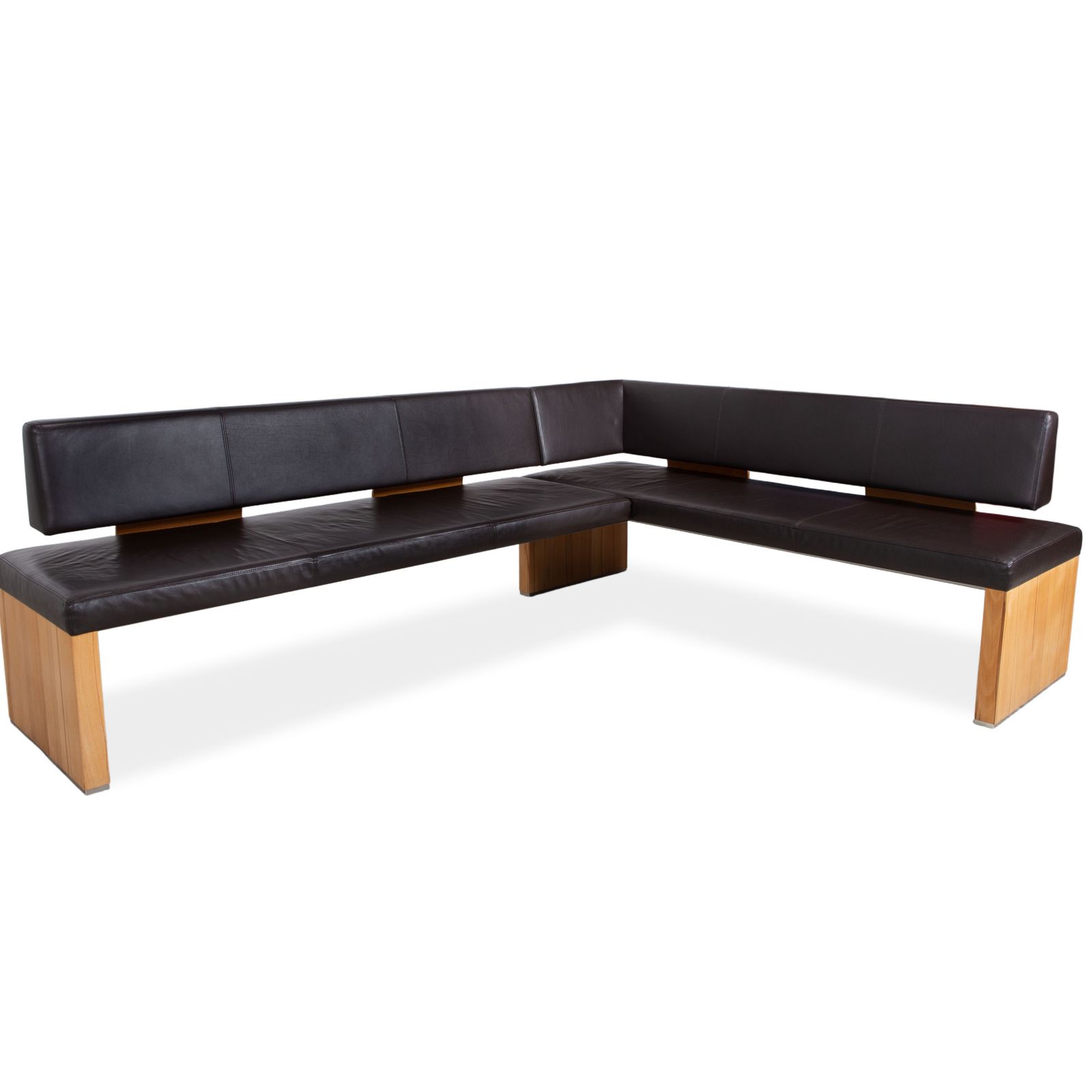 Venjakob Leather Wood Bench Brown Dark Brown Dining Room