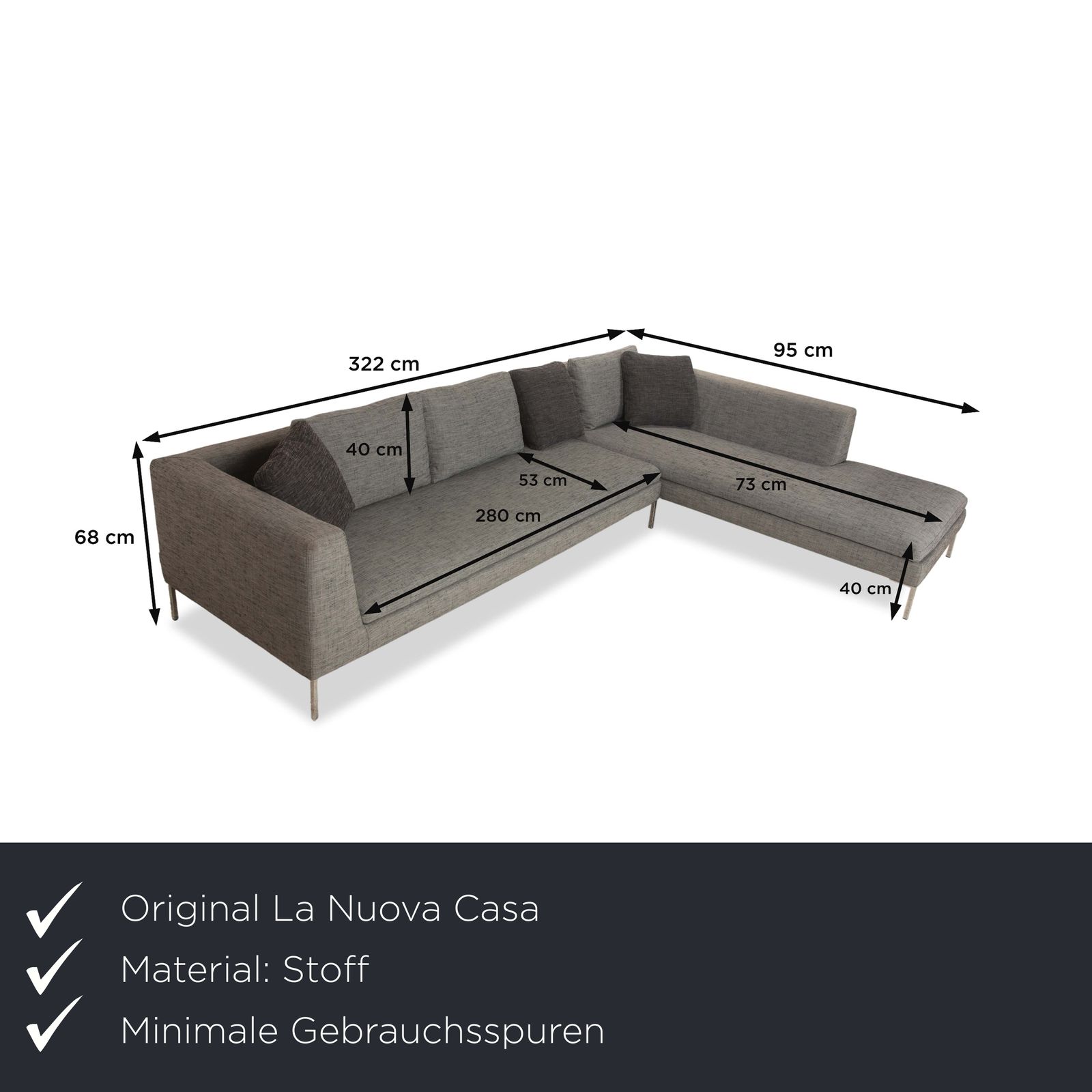 Canapé d'angle La Nouva Casa Liverpool en tissu gris photo furniture