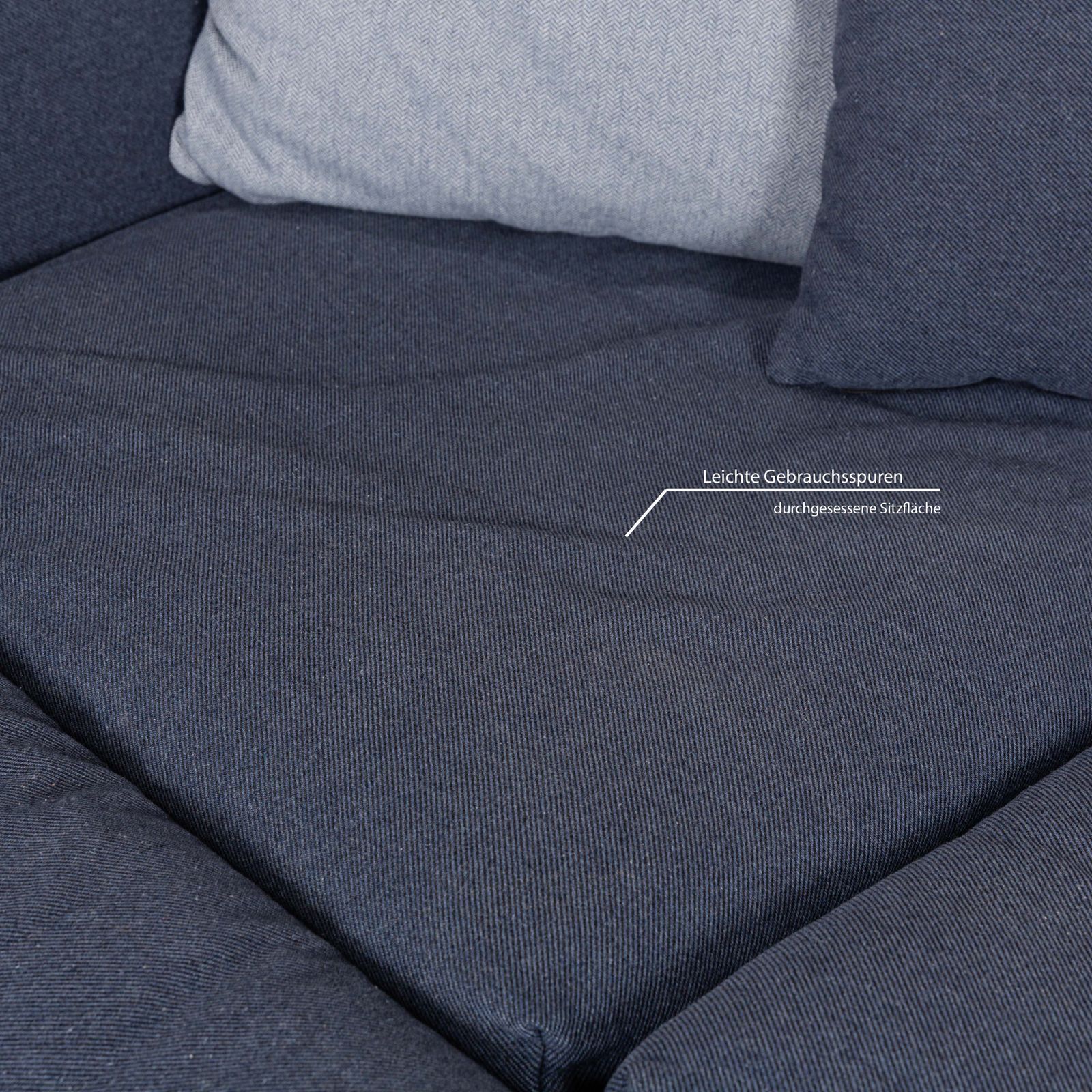 Freistil Rolf Benz 165 Fabric Corner Sofa Blue Grey Chrome photo buy