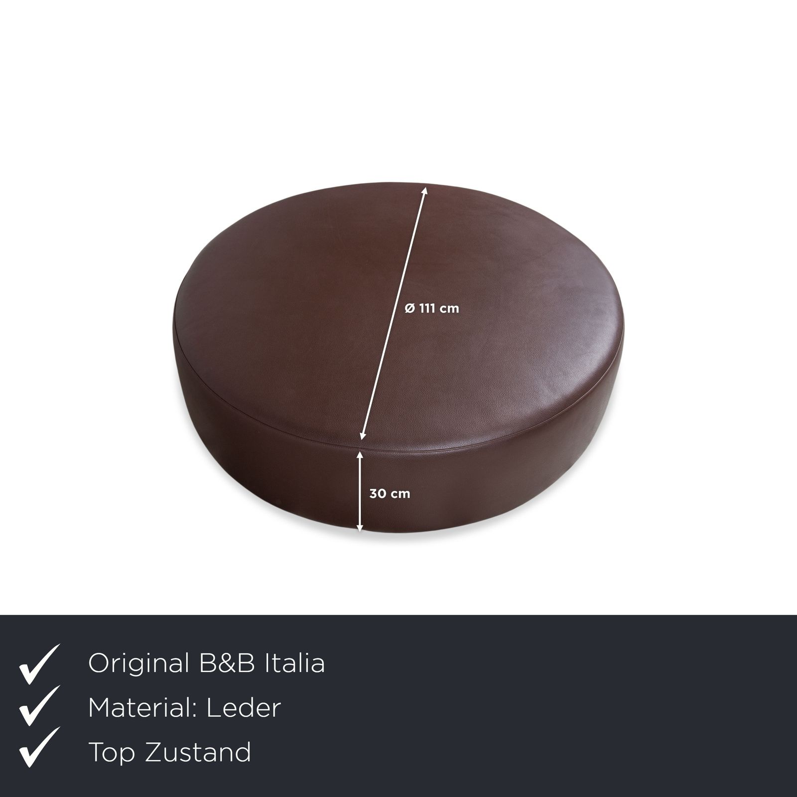B&B Italia Harry Large Leather Ottoman Dark Brown Chestnut photo furniture