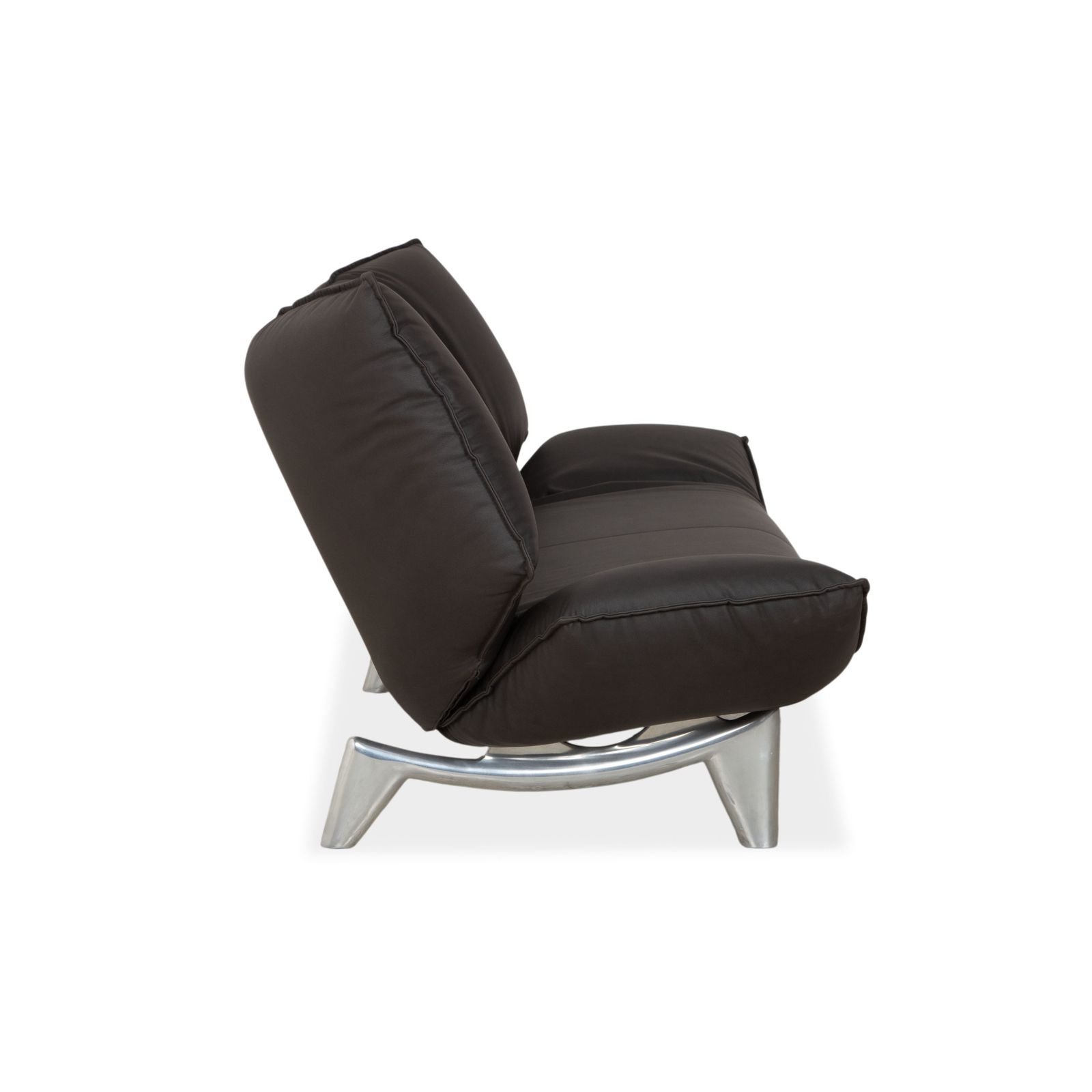photo furniture Canapé 2 places Leolux Tango en cuir vegan gris anthracite foncé, fonction manuelle, retapissé