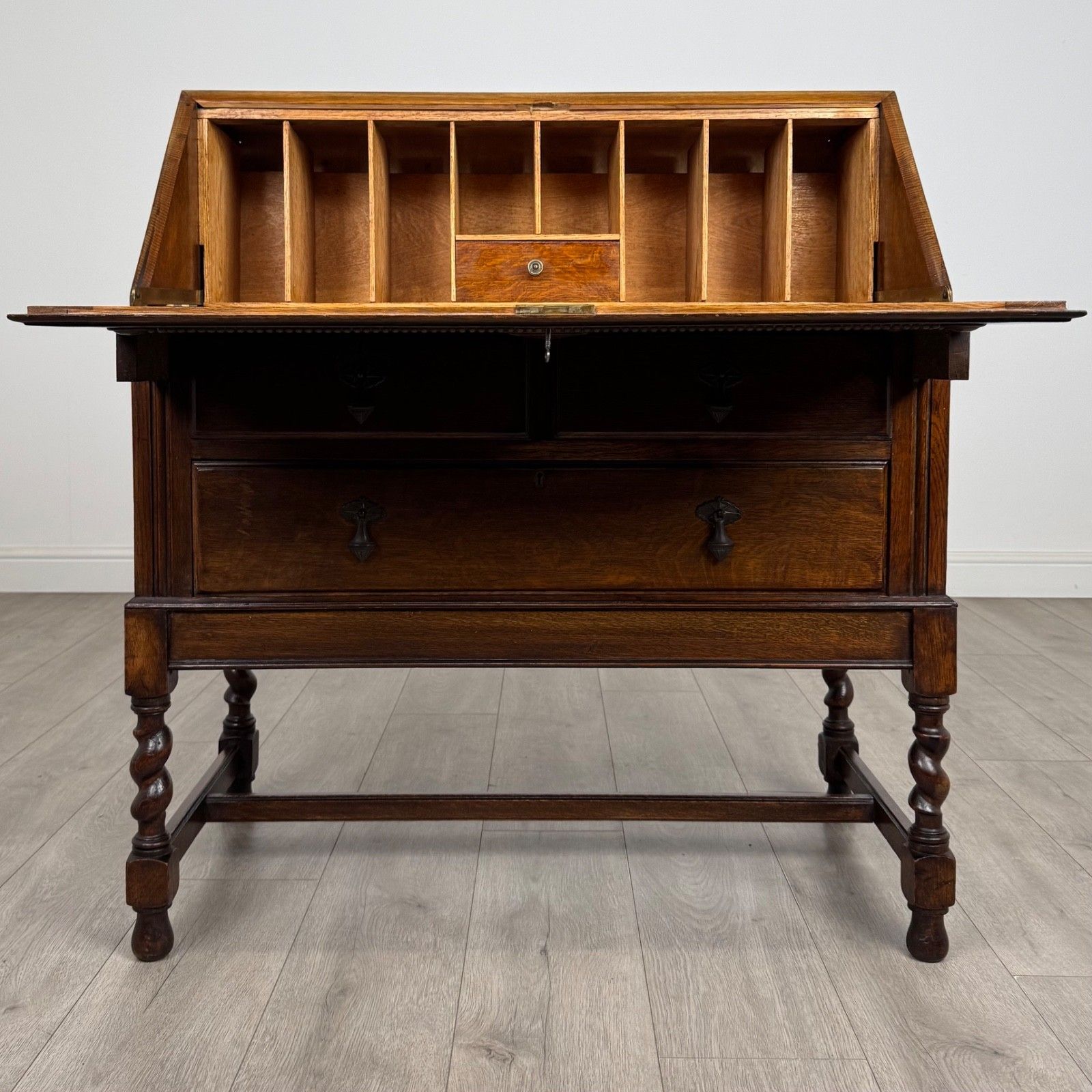 Antique 20th Century Jacobean Style Bureau In Oak photo furniture