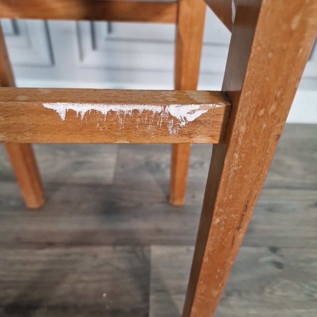 Vintage Vinyl Kitchen Stool Wooden Utility Seat Retro Bar Wooden Mid Century photo vintage