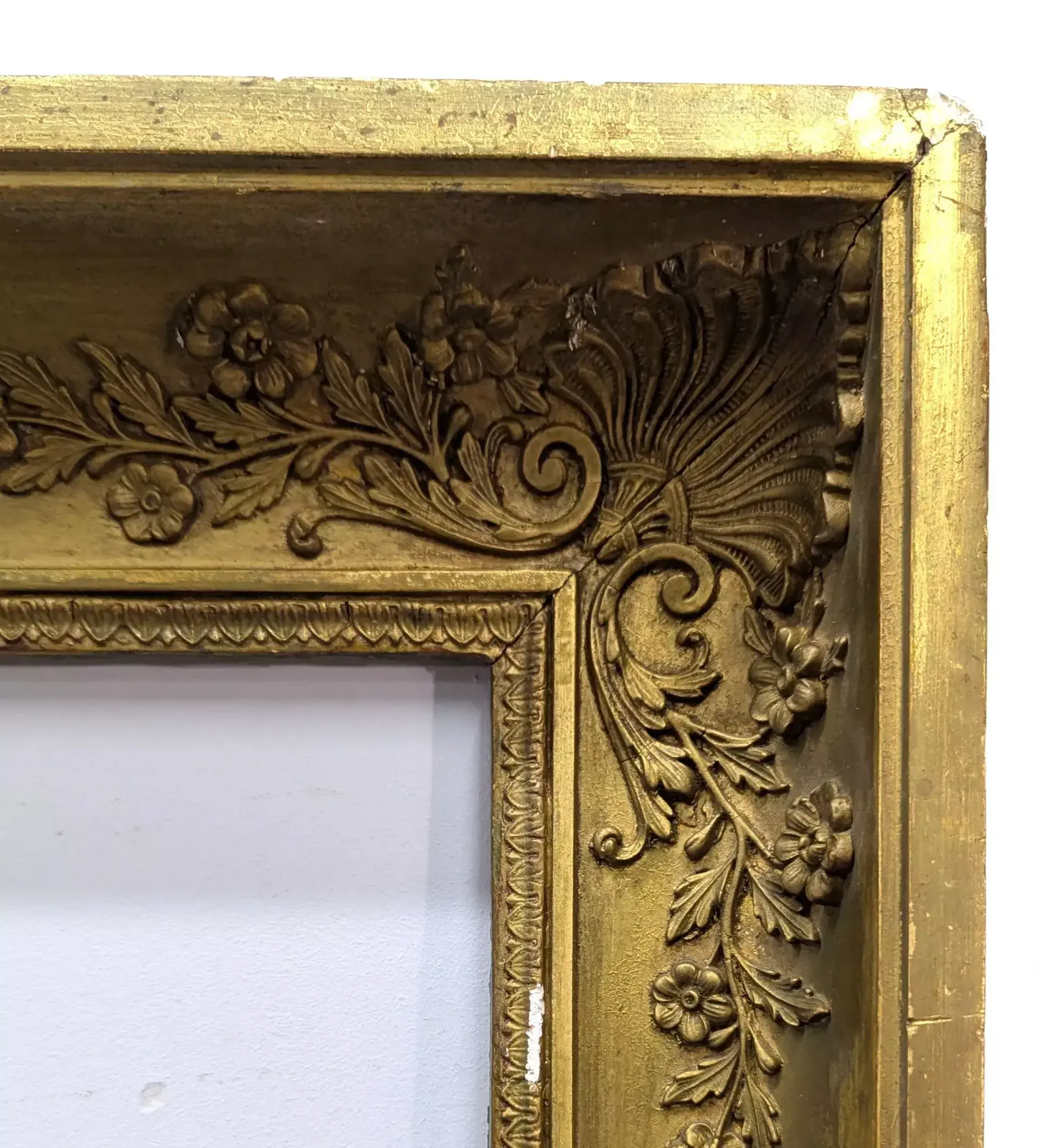 Restoration Period Frame In Wood And Gilt Stucco, Late 19th Century, 117x88 Cm photo 819.0