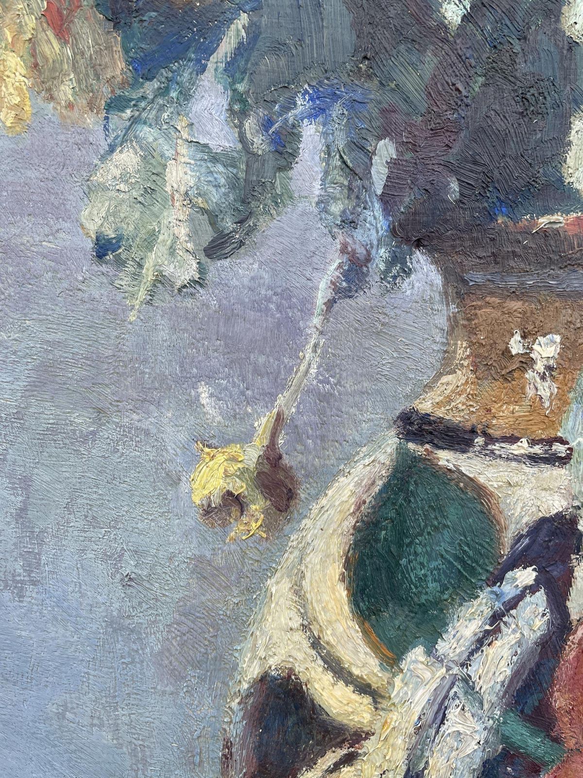 G. Gagneau, Oil On Canvas Composition With Dahlias And Gerberas photo vintage